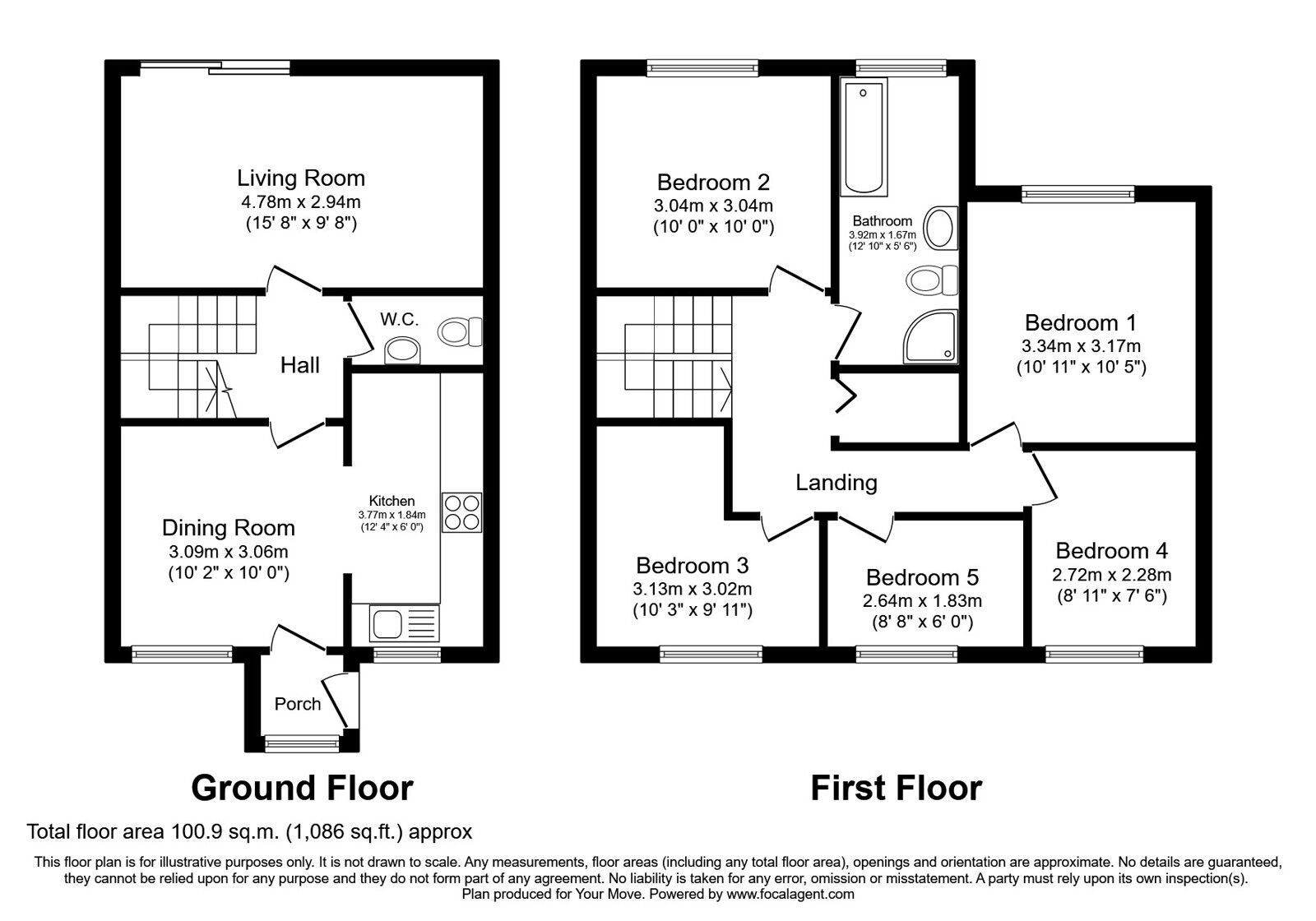 Floorplan of 5 bedroom End Terrace House for sale, Carfield, Skelmersdale, Lancashire, WN8