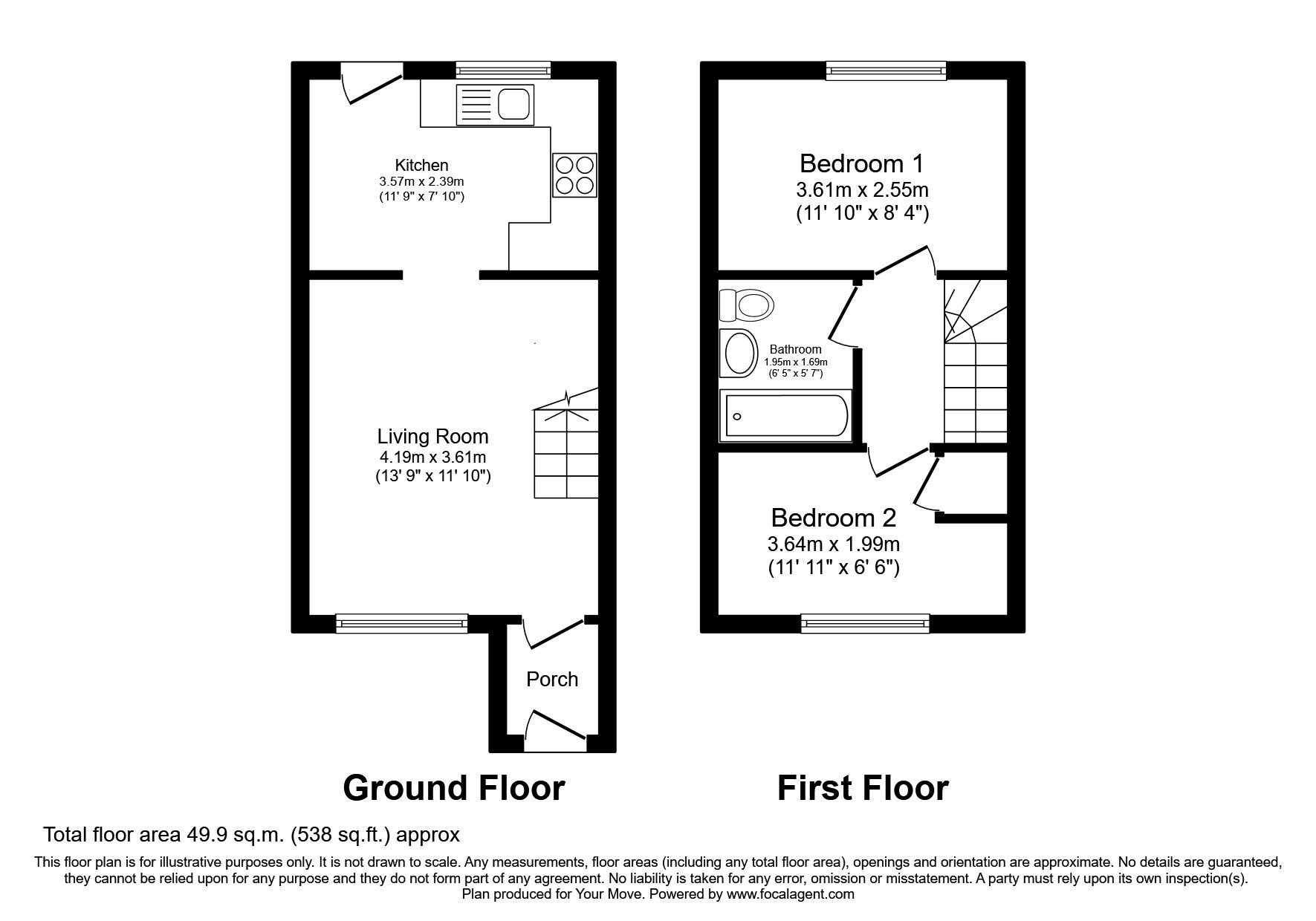 Floorplan of 2 bedroom Mid Terrace House to rent, Ferndale, Skelmersdale, Lancashire, WN8