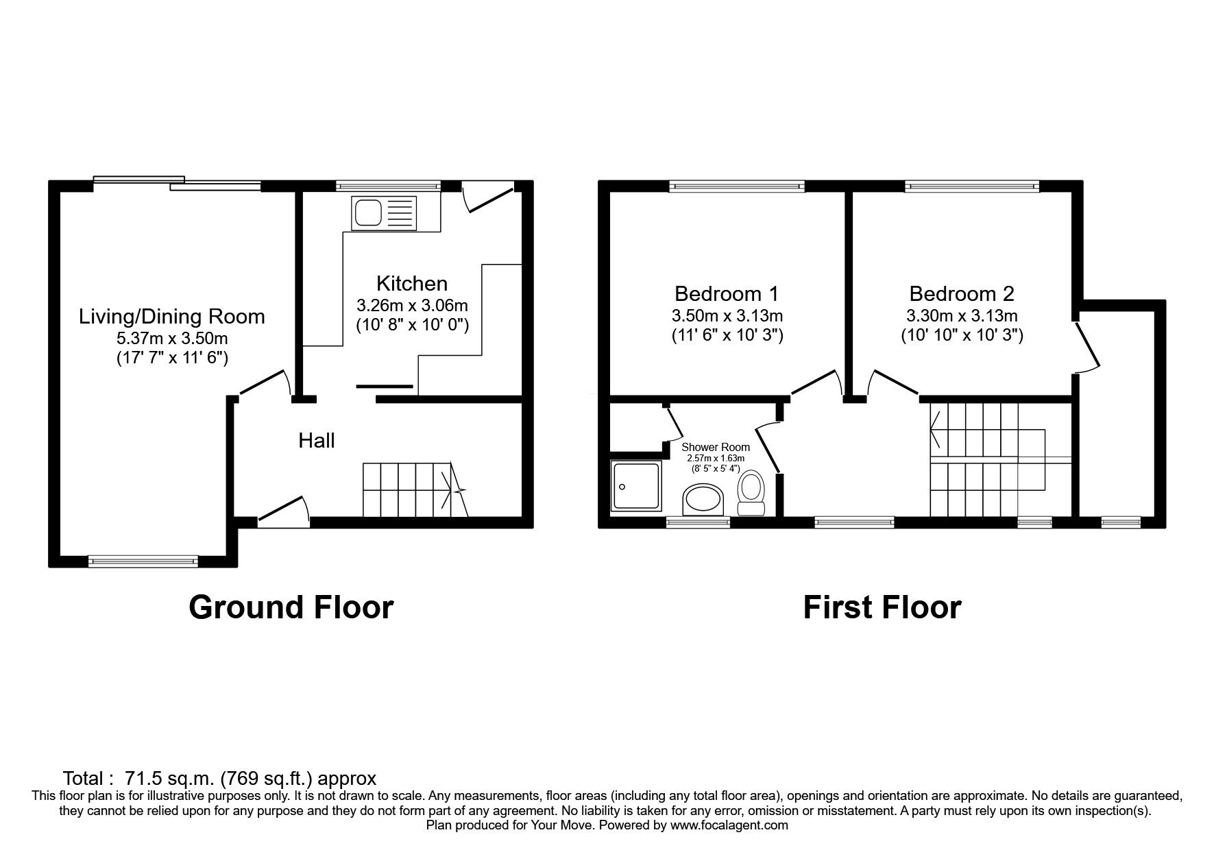 Floorplan of 2 bedroom Mid Terrace House for sale, Mill Lane, Upholland, Lancashire, WN8