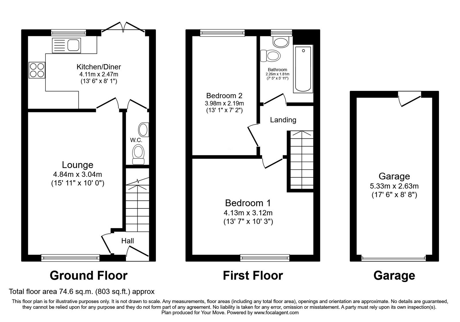Floorplan of 2 bedroom Semi Detached House for sale, Luddington Drive, Skelmersdale, Lancashire, WN8