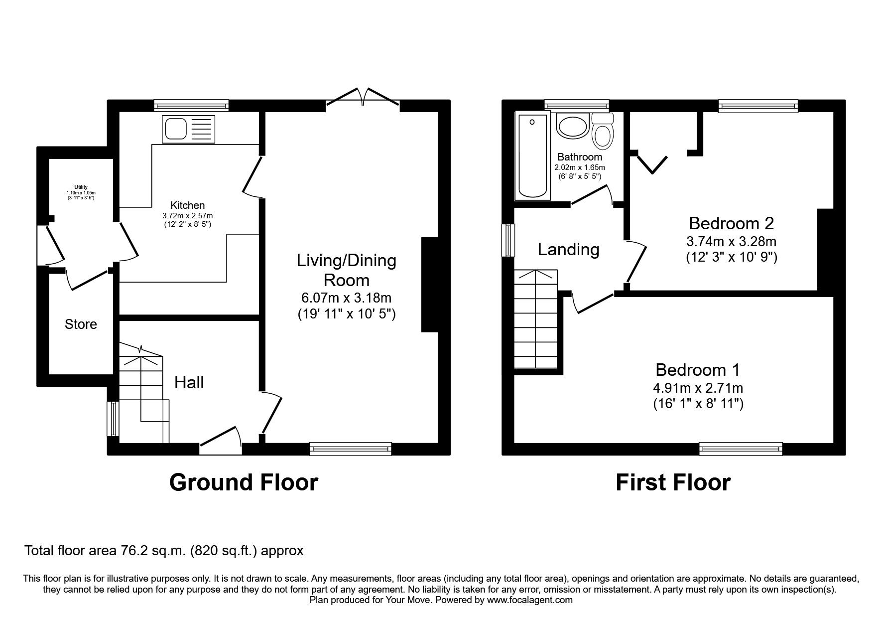 Floorplan of 2 bedroom End Terrace House for sale, Parsonage Road, Upholland, Lancashire, WN8