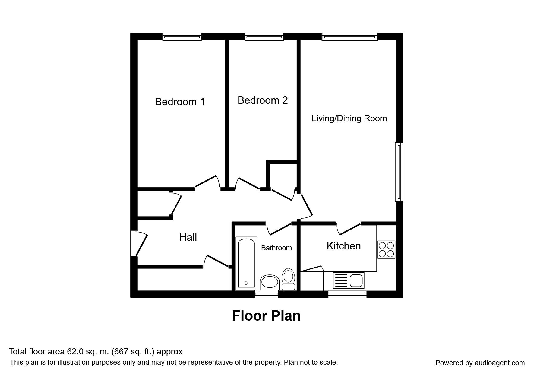 Floorplan of 2 bedroom  Flat for sale, Colinton, Skelmersdale, Lancashire, WN8