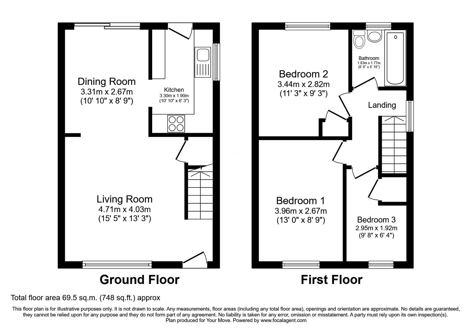 Floorplan of 3 bedroom Semi Detached House for sale, Foxfold, Skelmersdale, Lancashire, WN8