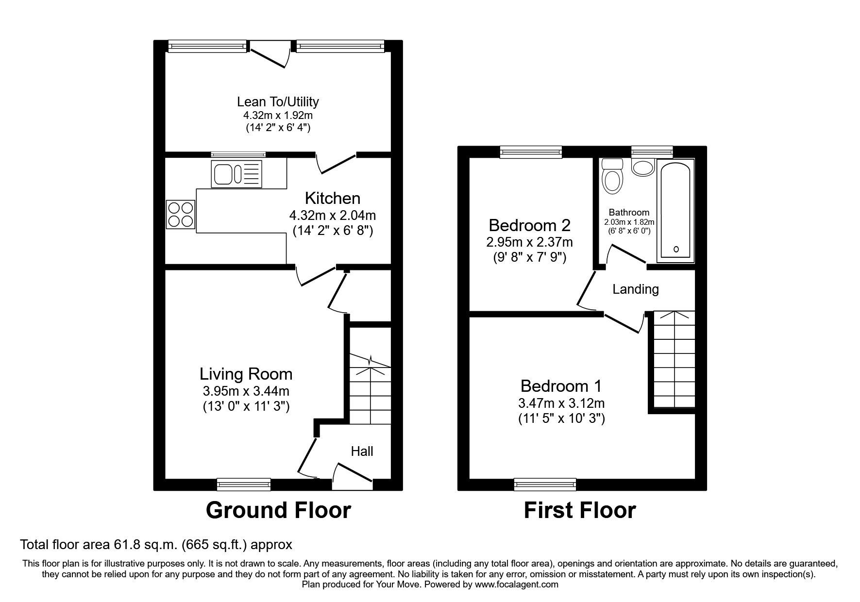 Floorplan of 2 bedroom End Terrace House for sale, Clayton Street, Skelmersdale, Lancashire, WN8