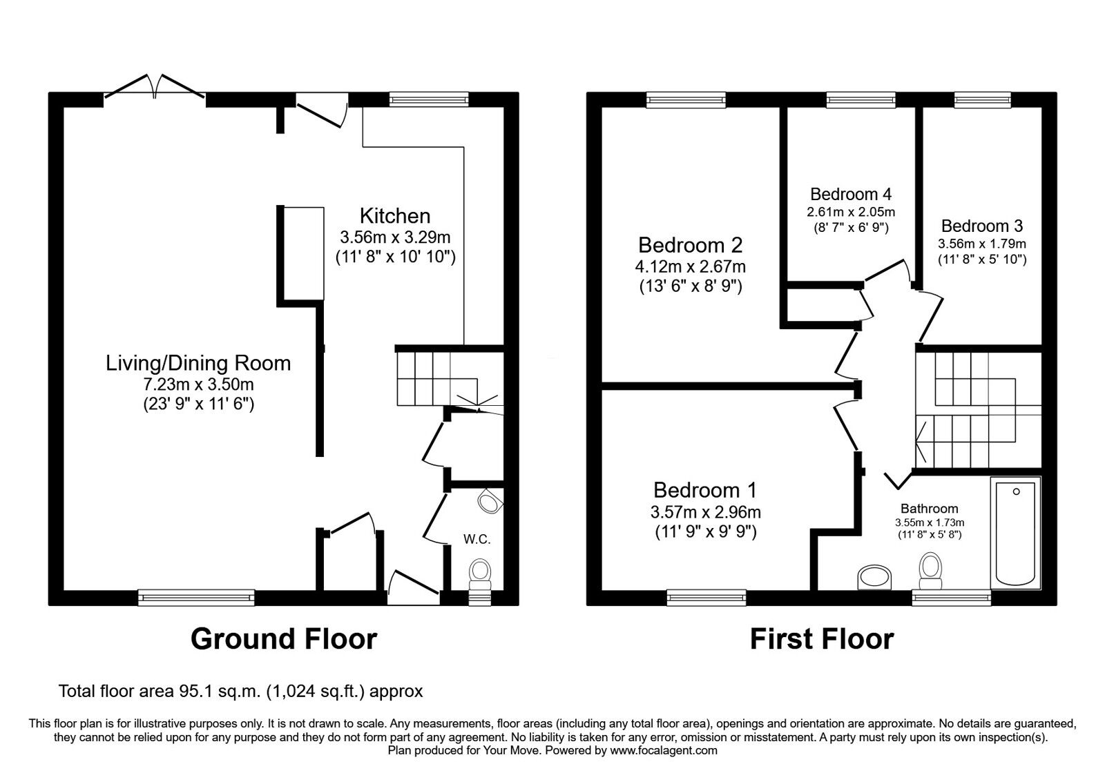 Floorplan of 4 bedroom Mid Terrace House for sale, Inskip, Skelmersdale, Lancashire, WN8