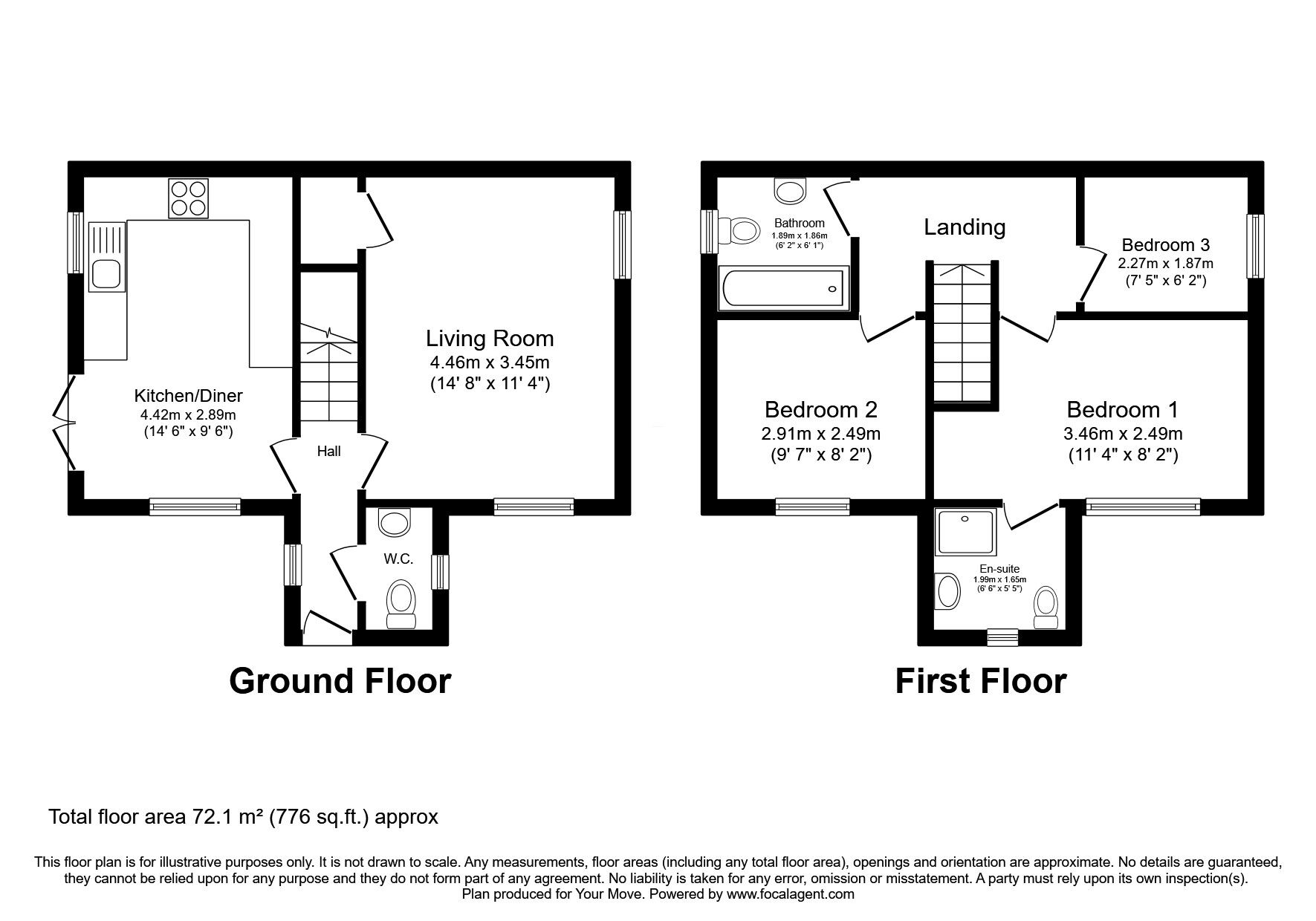 Floorplan of 3 bedroom Semi Detached House for sale, Courtfield Drive, Skelmersdale, Lancashire, WN8