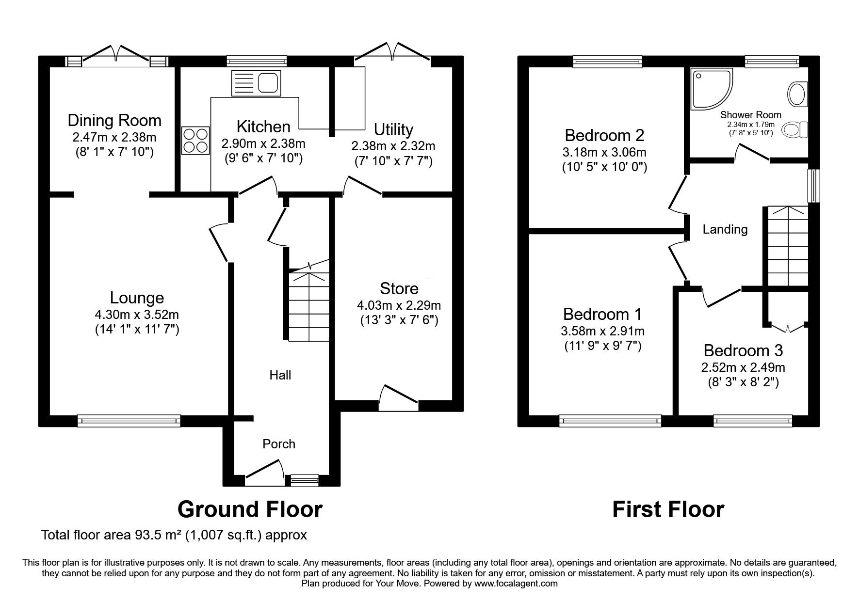 Floorplan of 3 bedroom Semi Detached House for sale, Berry Street, Skelmersdale, Lancashire, WN8