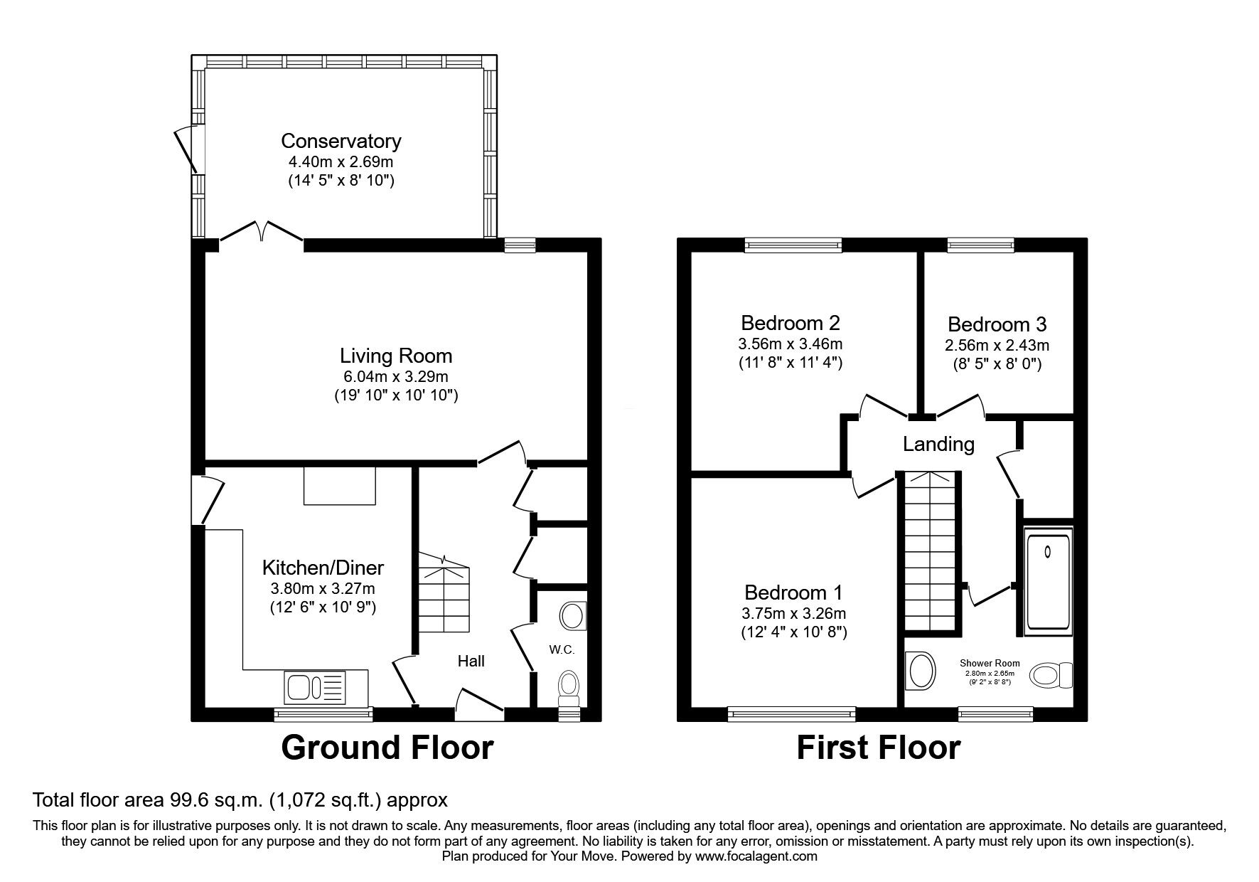 Floorplan of 3 bedroom End Terrace House for sale, Ledburn, Skelmersdale, Lancashire, WN8
