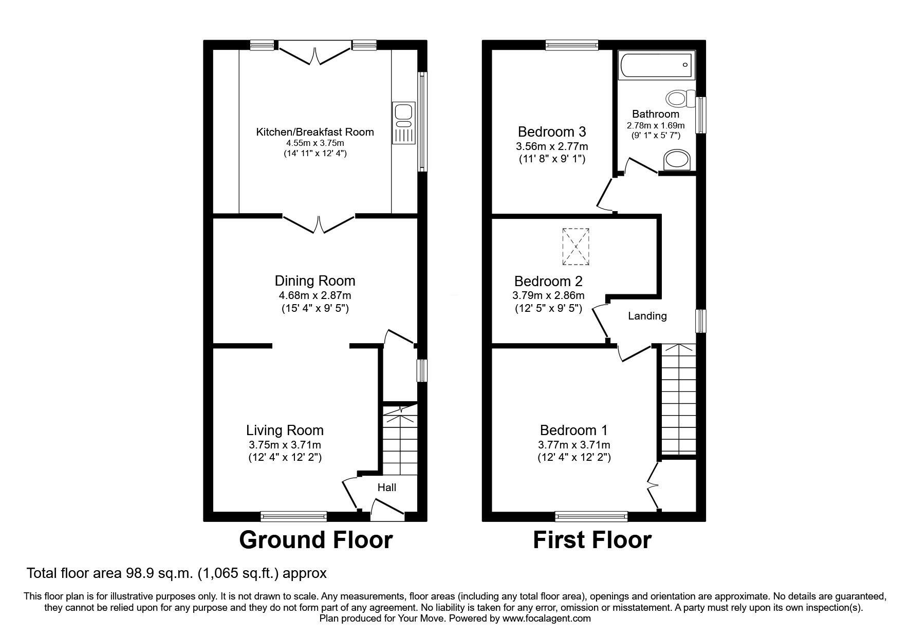 Floorplan of 3 bedroom Semi Detached House for sale, Daniels Lane, Skelmersdale, Lancashire, WN8