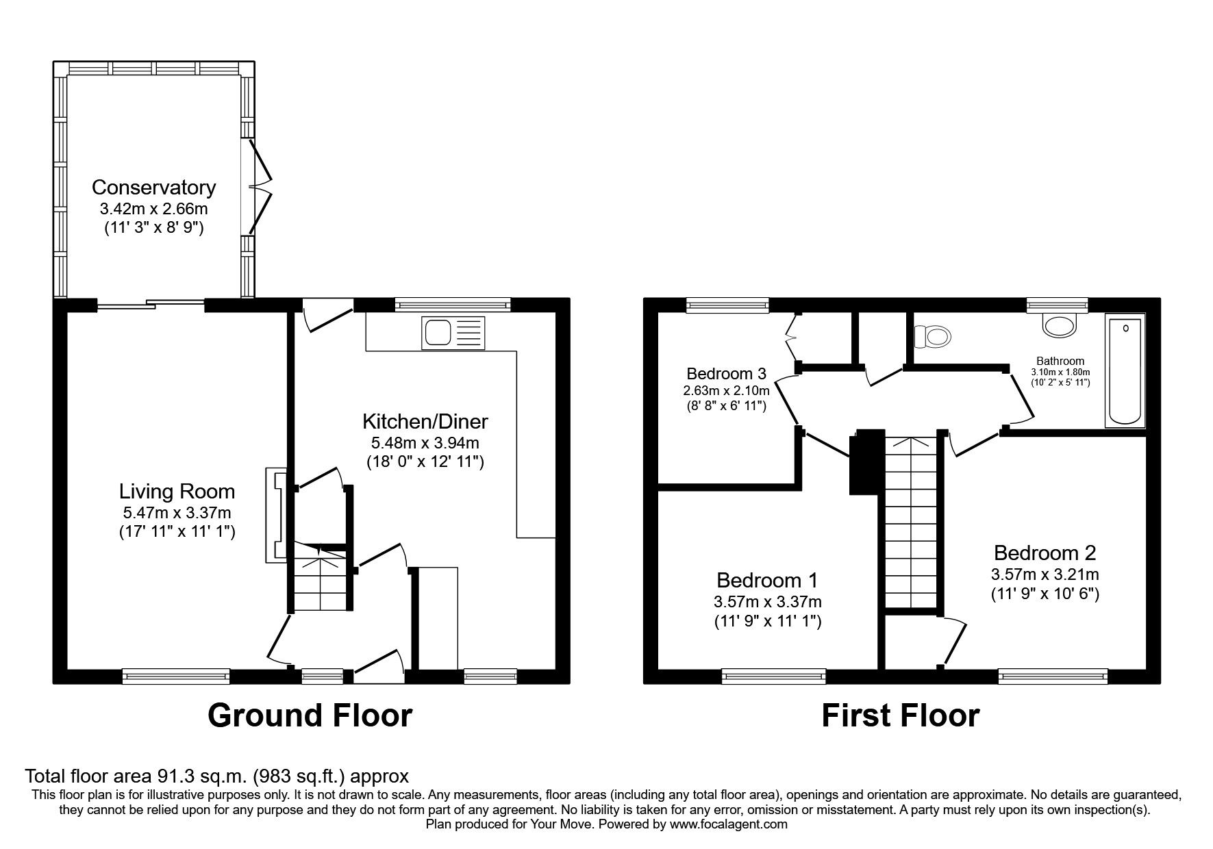 Floorplan of 3 bedroom Mid Terrace House for sale, Hawthorn Crescent, Skelmersdale, Lancashire, WN8