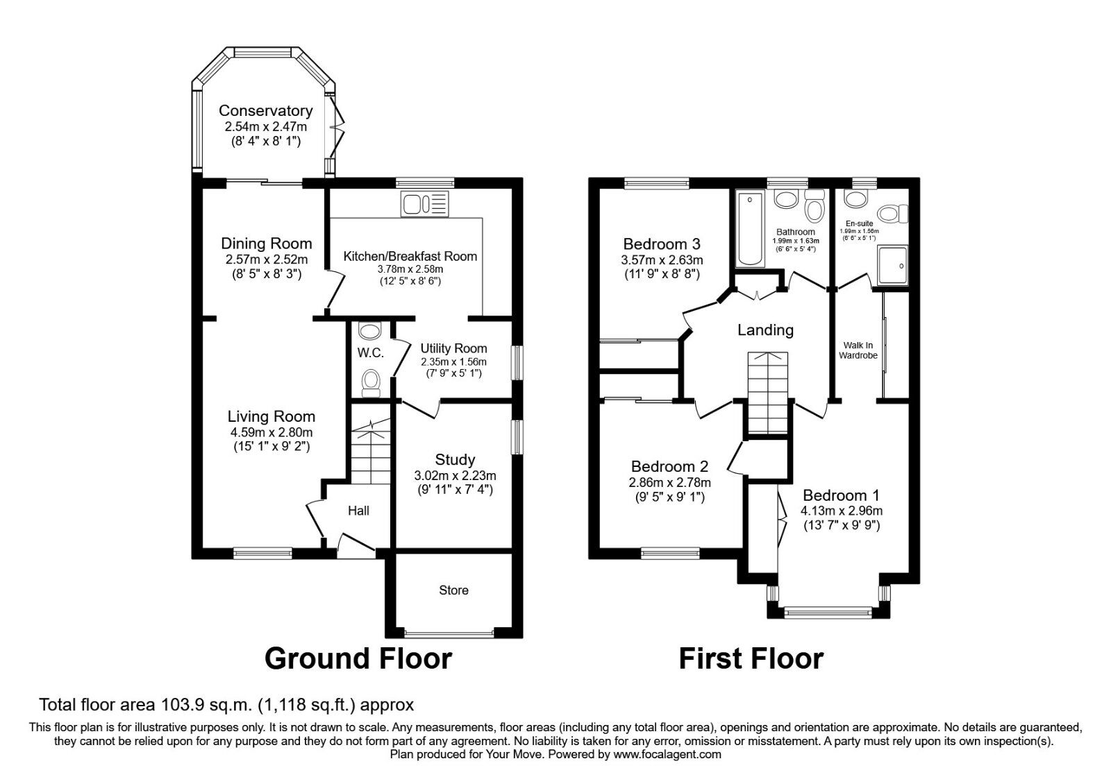 Floorplan of 3 bedroom Detached House for sale, De Haviland Way, Skelmersdale, Lancashire, WN8