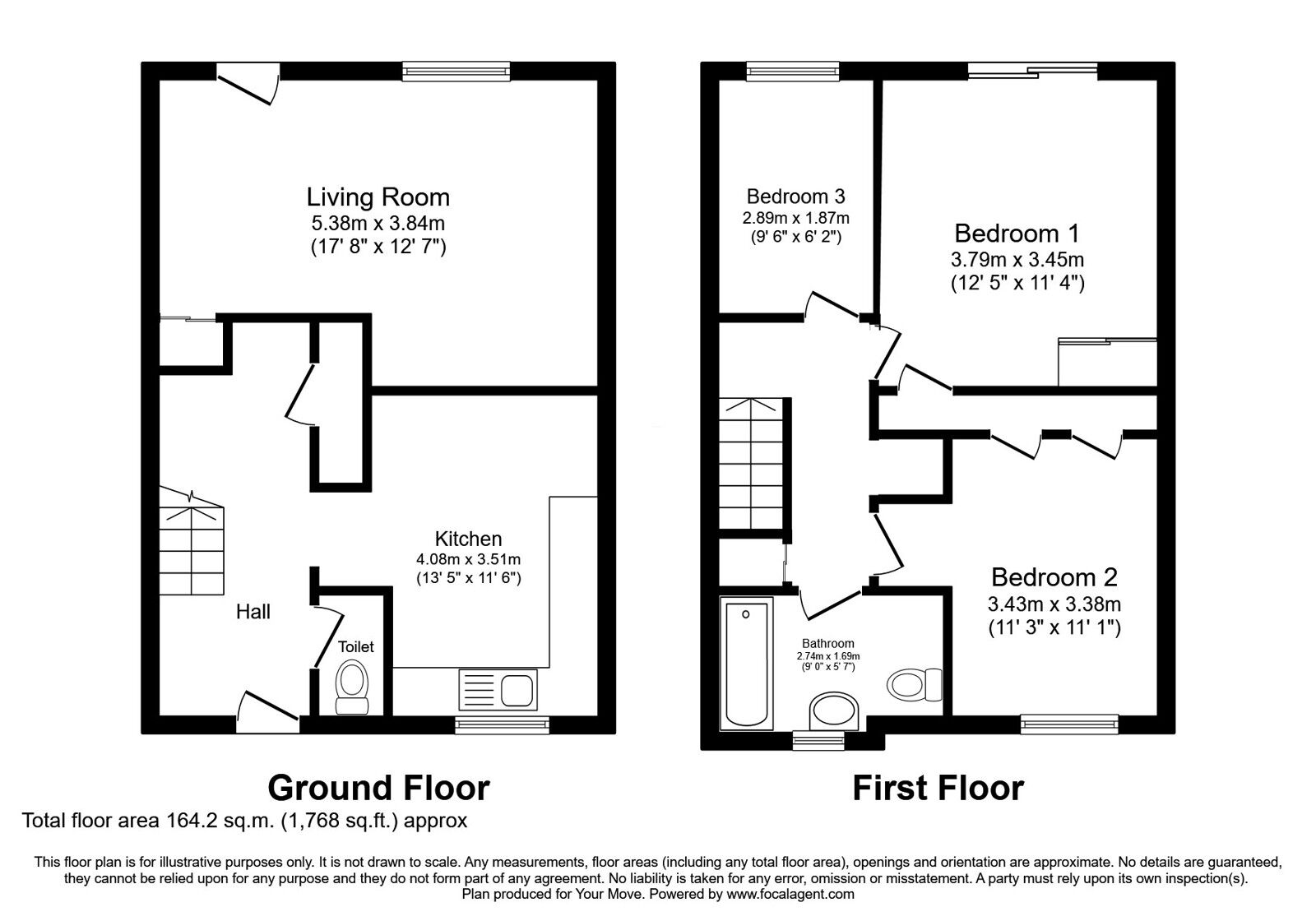 Floorplan of 3 bedroom Mid Terrace House for sale, Clayton Street, Skelmersdale, Lancashire, WN8
