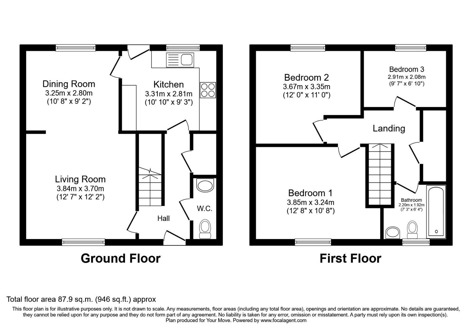 Floorplan of 3 bedroom End Terrace House for sale, Lindens, Skelmersdale, Lancashire, WN8