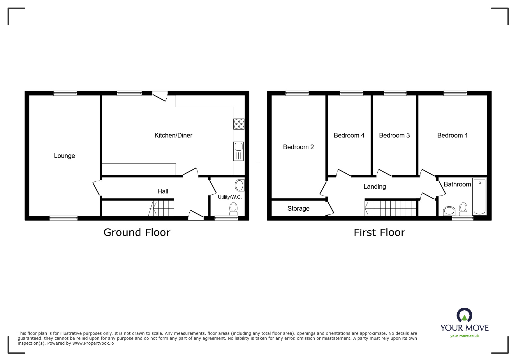 Floorplan of 4 bedroom End Terrace House for sale, Ivydale, Skelmersdale, Lancashire, WN8