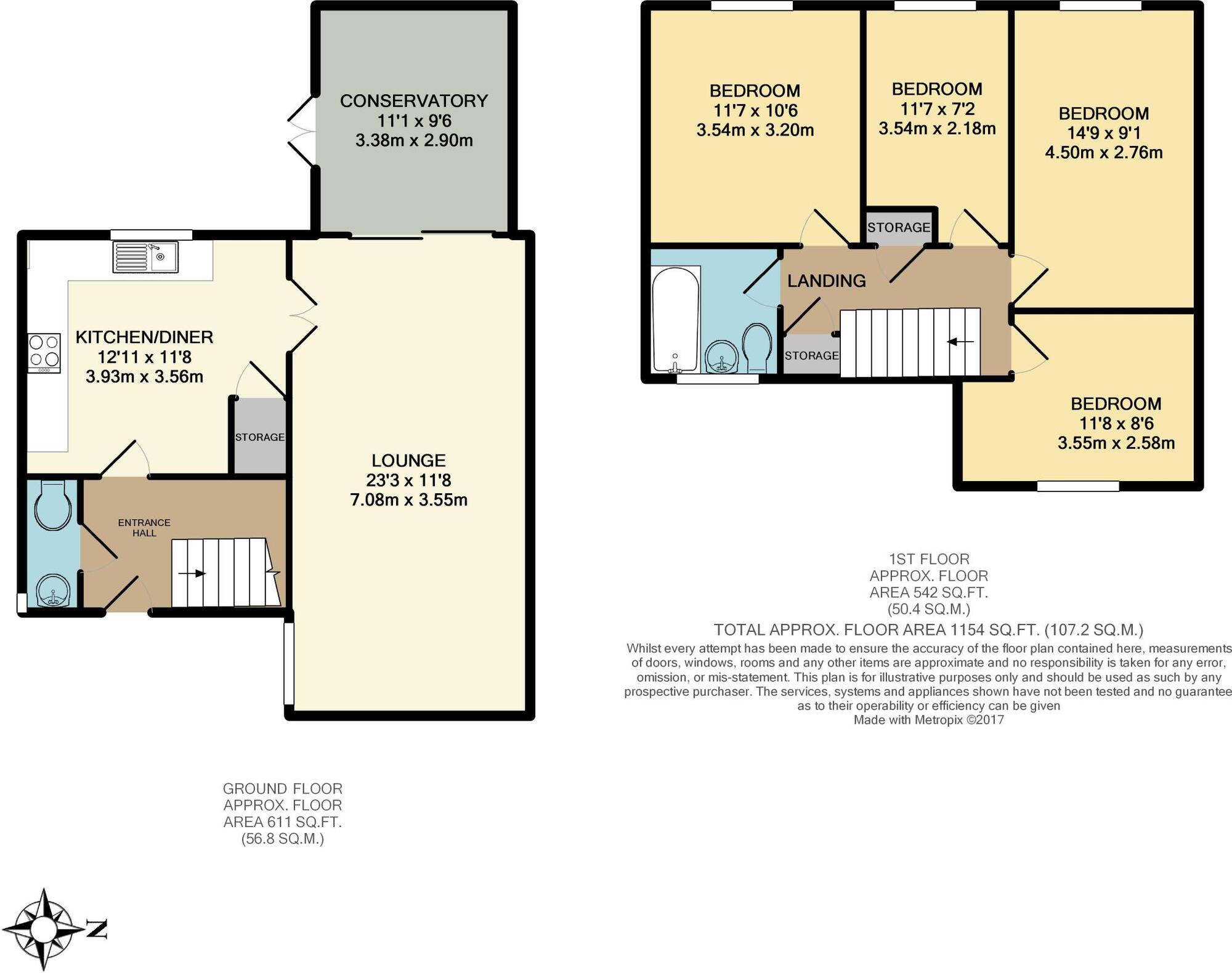 Floorplan of 4 bedroom Mid Terrace House for sale, Heversham, Skelmersdale, Lancashire, WN8