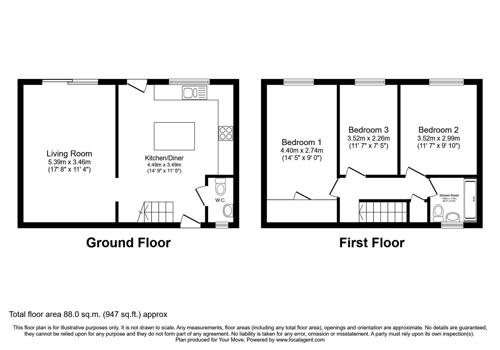 Floorplan of 3 bedroom End Terrace House for sale, Elmridge, Skelmersdale, Lancashire, WN8