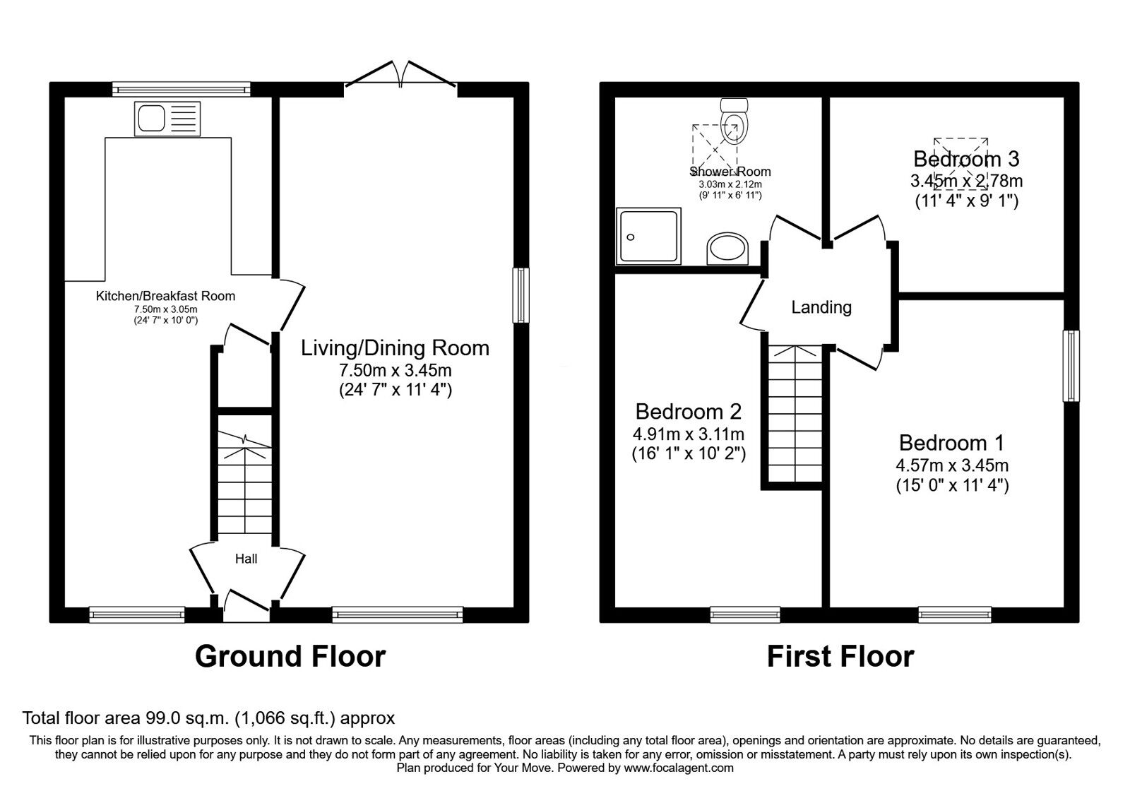 Floorplan of 3 bedroom Semi Detached House for sale, Merewood, Skelmersdale, Lancashire, WN8