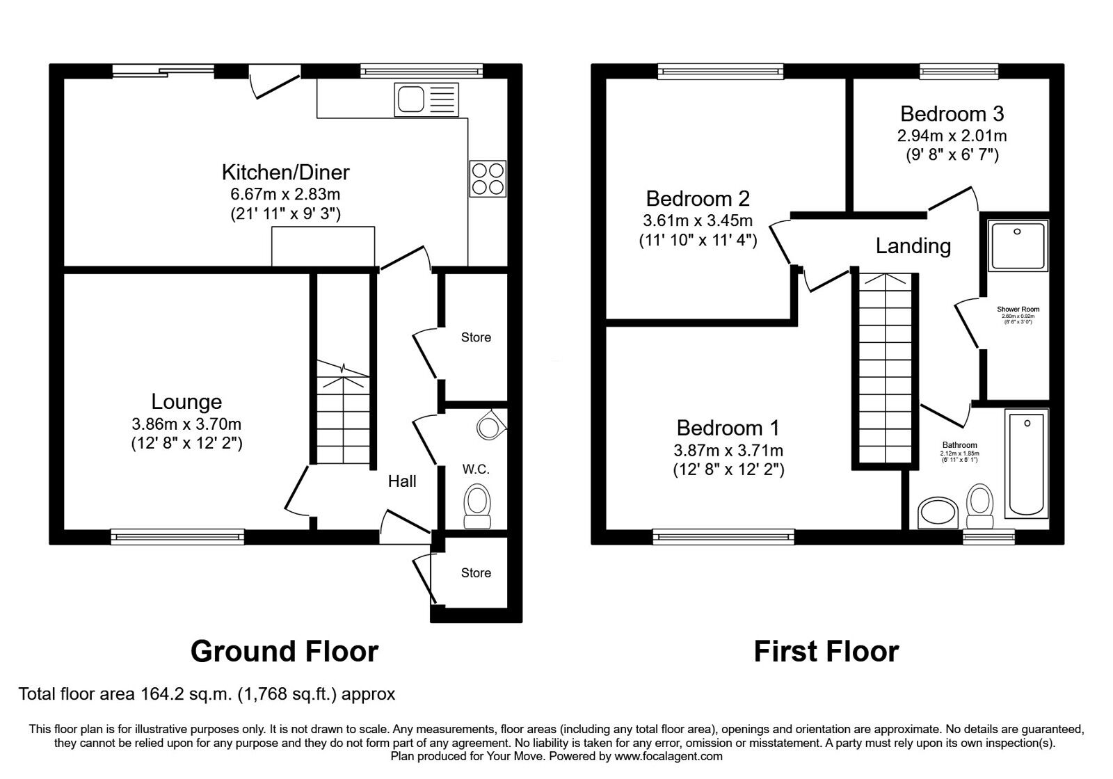 Floorplan of 3 bedroom Mid Terrace House for sale, Lowcroft, Skelmersdale, Lancashire, WN8