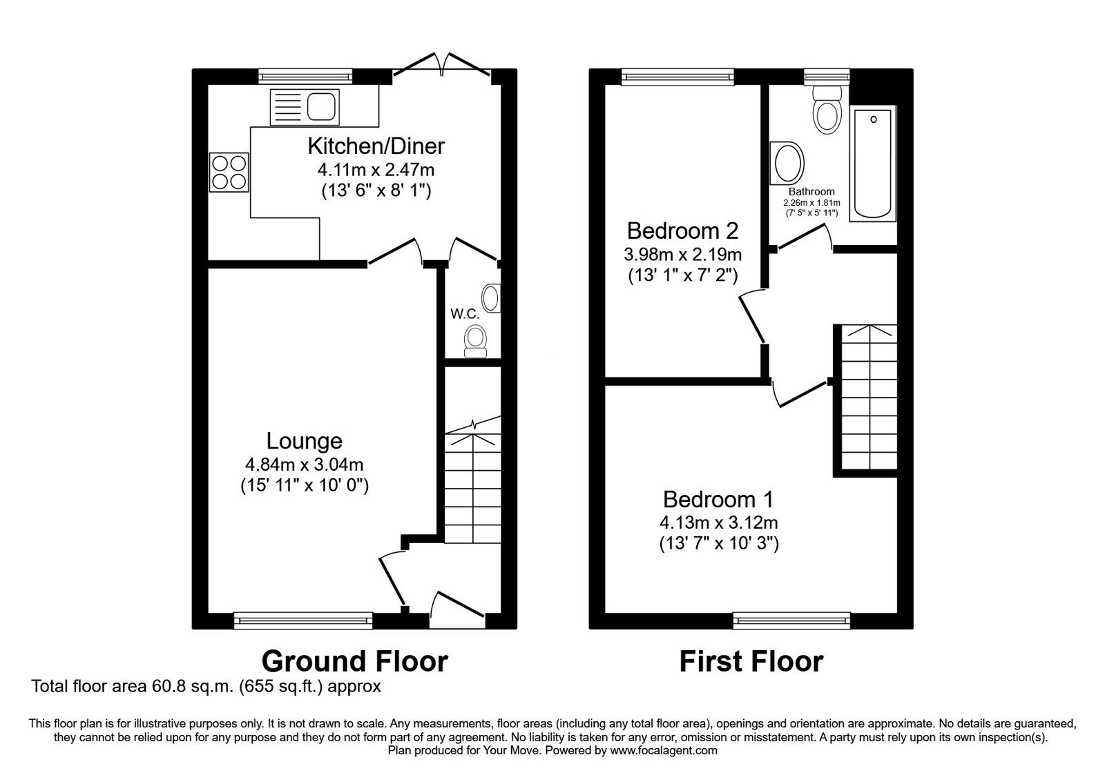 Floorplan of 2 bedroom Semi Detached House for sale, Essington Drive, Skelmersdale, Lancashire, WN8