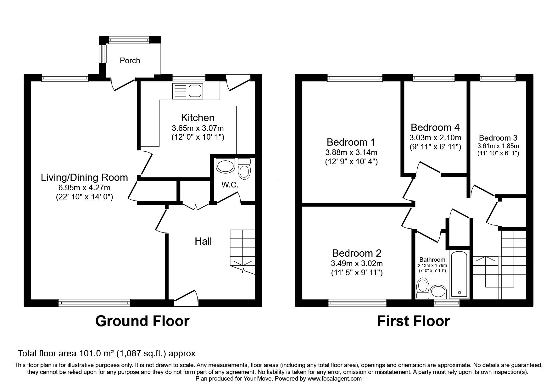 Floorplan of 4 bedroom Mid Terrace House to rent, Colinton, Skelmersdale, Lancashire, WN8