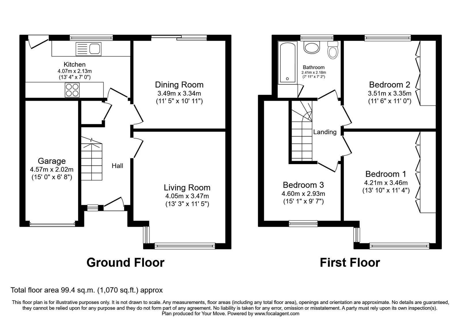 Floorplan of 3 bedroom Semi Detached House for sale, Dorchester Road, Upholland, Lancashire, WN8