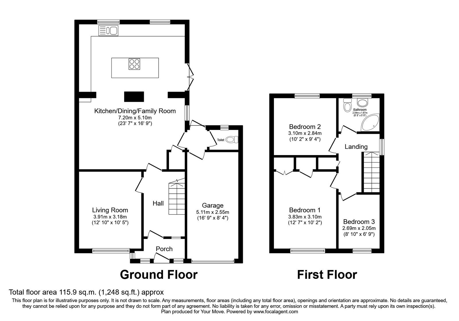 Floorplan of 3 bedroom Detached House for sale, Ambergate, Skelmersdale, Lancashire, WN8