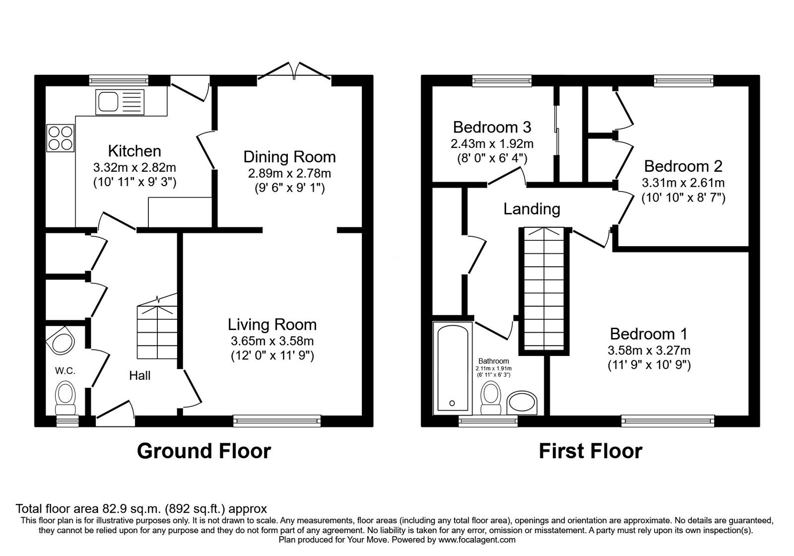 Floorplan of 3 bedroom Semi Detached House for sale, Manfield, Skelmersdale, Lancashire, WN8