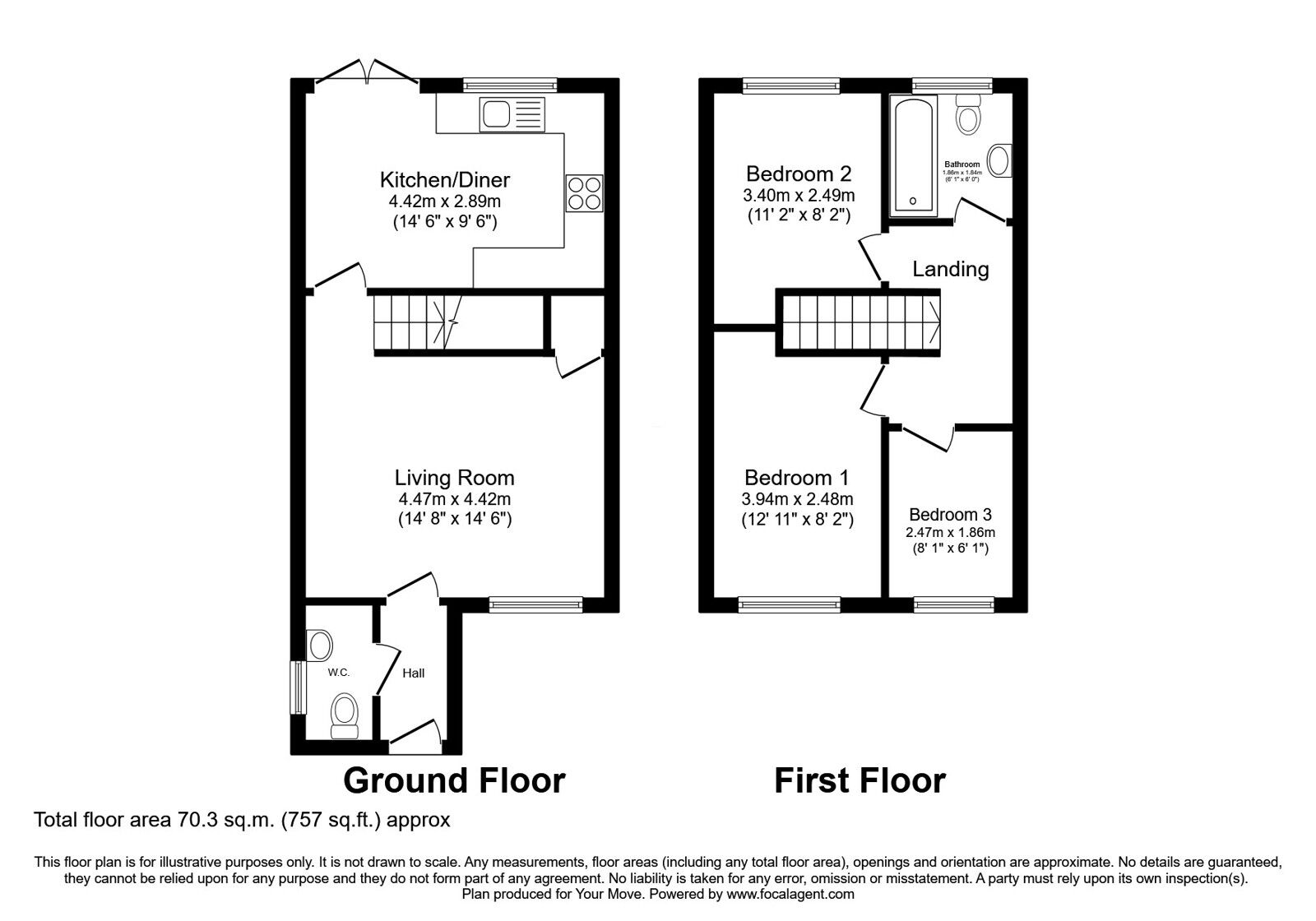 Floorplan of 3 bedroom Detached House for sale, Courtfield Drive, Skelmersdale, Lancashire, WN8