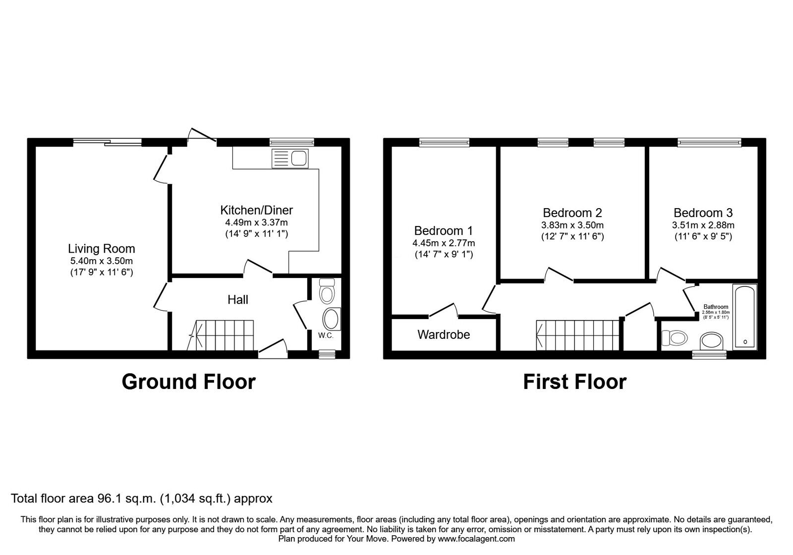 Floorplan of 3 bedroom Mid Terrace House for sale, Ennerdale, Skelmersdale, Lancashire, WN8