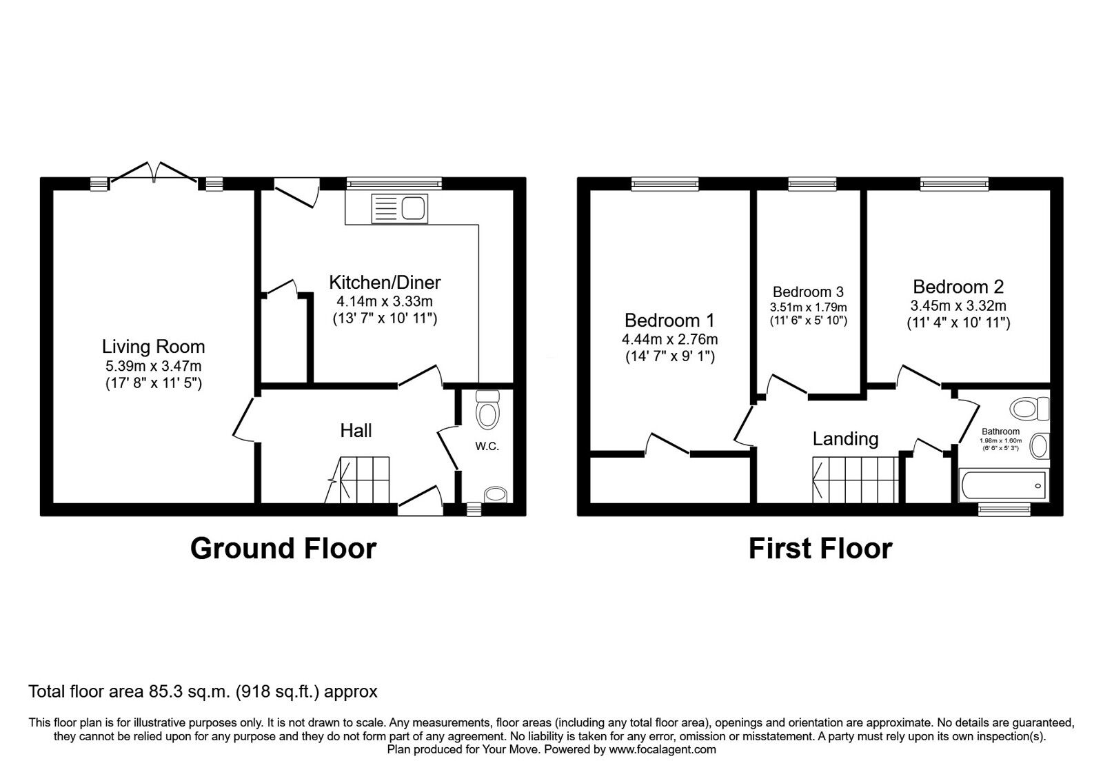Floorplan of 3 bedroom End Terrace House for sale, Fairhaven, Skelmersdale, Lancashire, WN8