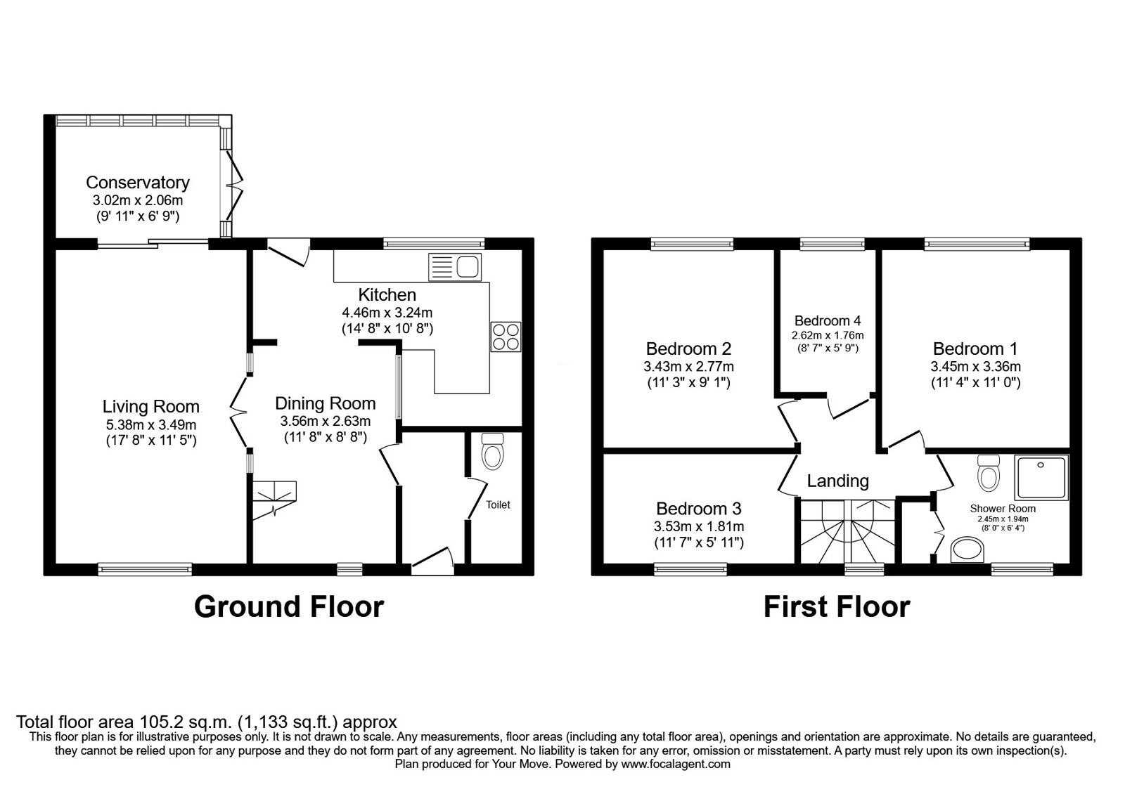 Floorplan of 4 bedroom End Terrace House for sale, Evington, Skelmersdale, Lancashire, WN8
