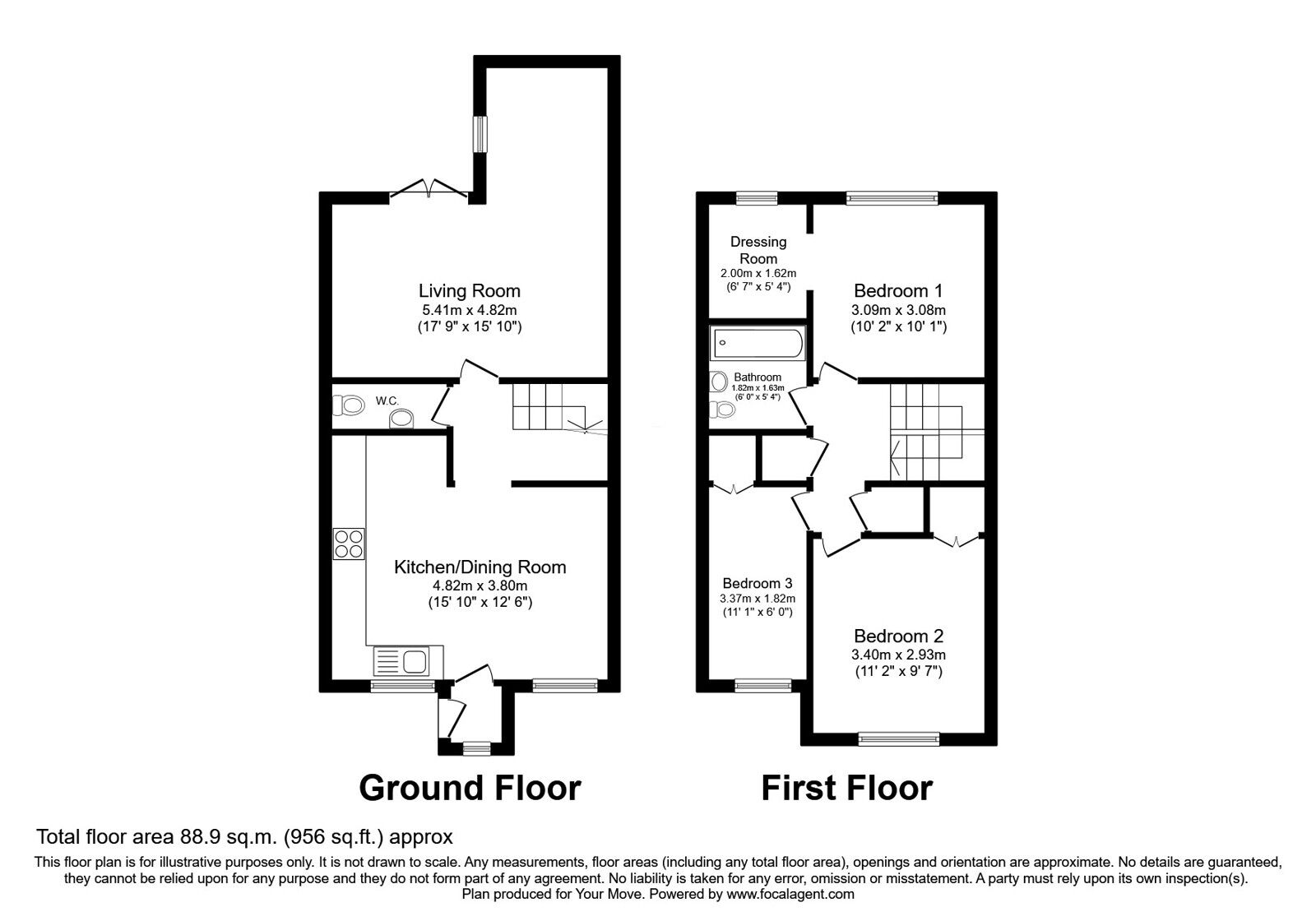 Floorplan of 2 bedroom Mid Terrace House for sale, Belfield, Skelmersdale, Lancashire, WN8