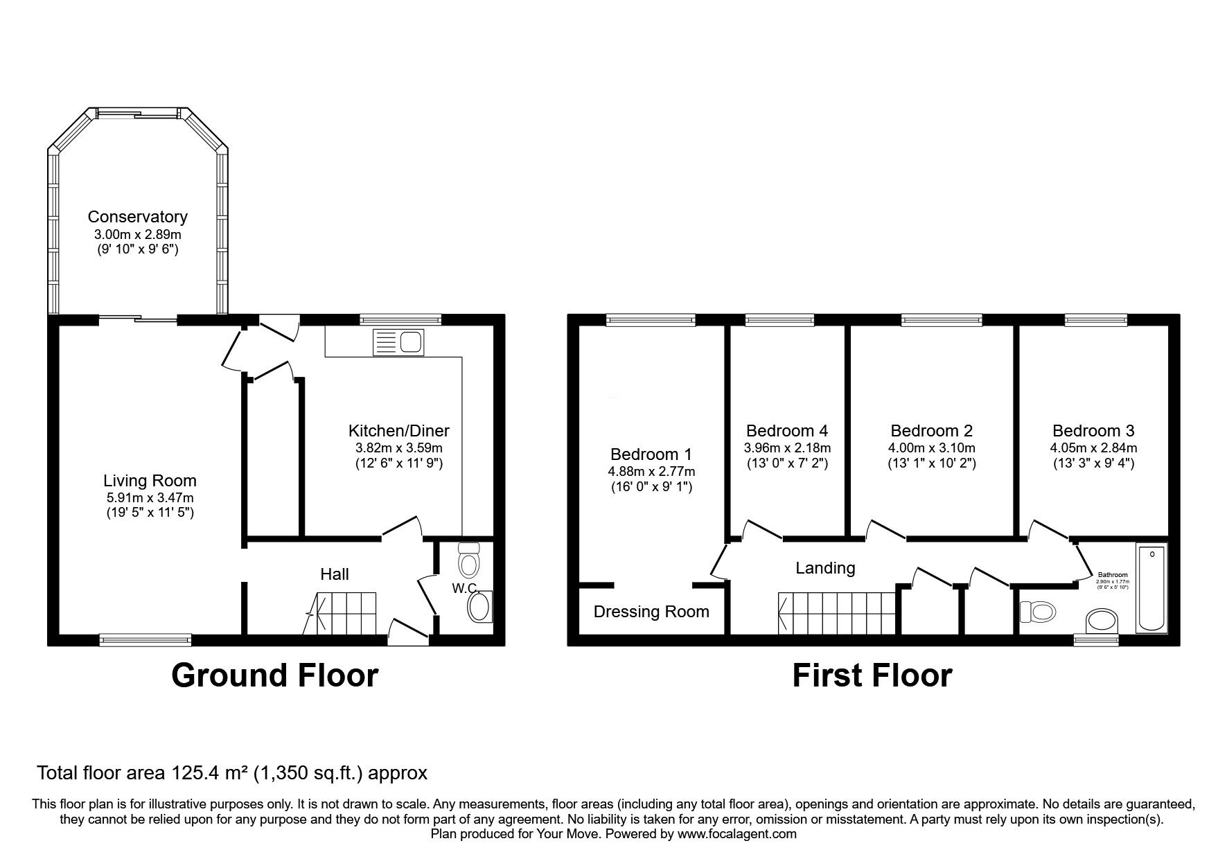 Floorplan of 4 bedroom Mid Terrace House to rent, Falkland, Skelmersdale, Lancashire, WN8