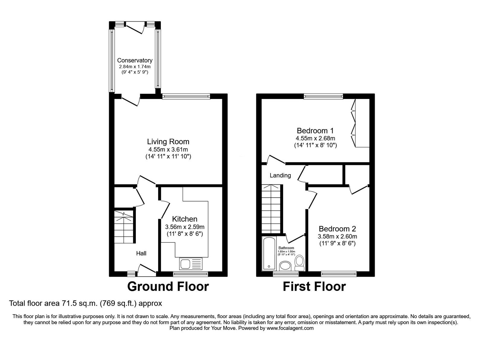 Floorplan of 2 bedroom End Terrace House for sale, Ormskirk Road, Skelmersdale, Lancashire, WN8