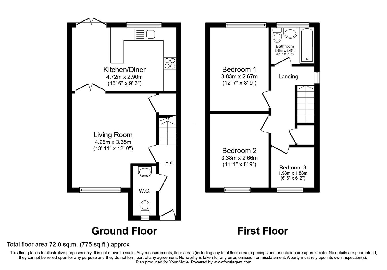 Floorplan of 3 bedroom End Terrace House for sale, Parkside Avenue, Skelmersdale, Lancashire, WN8