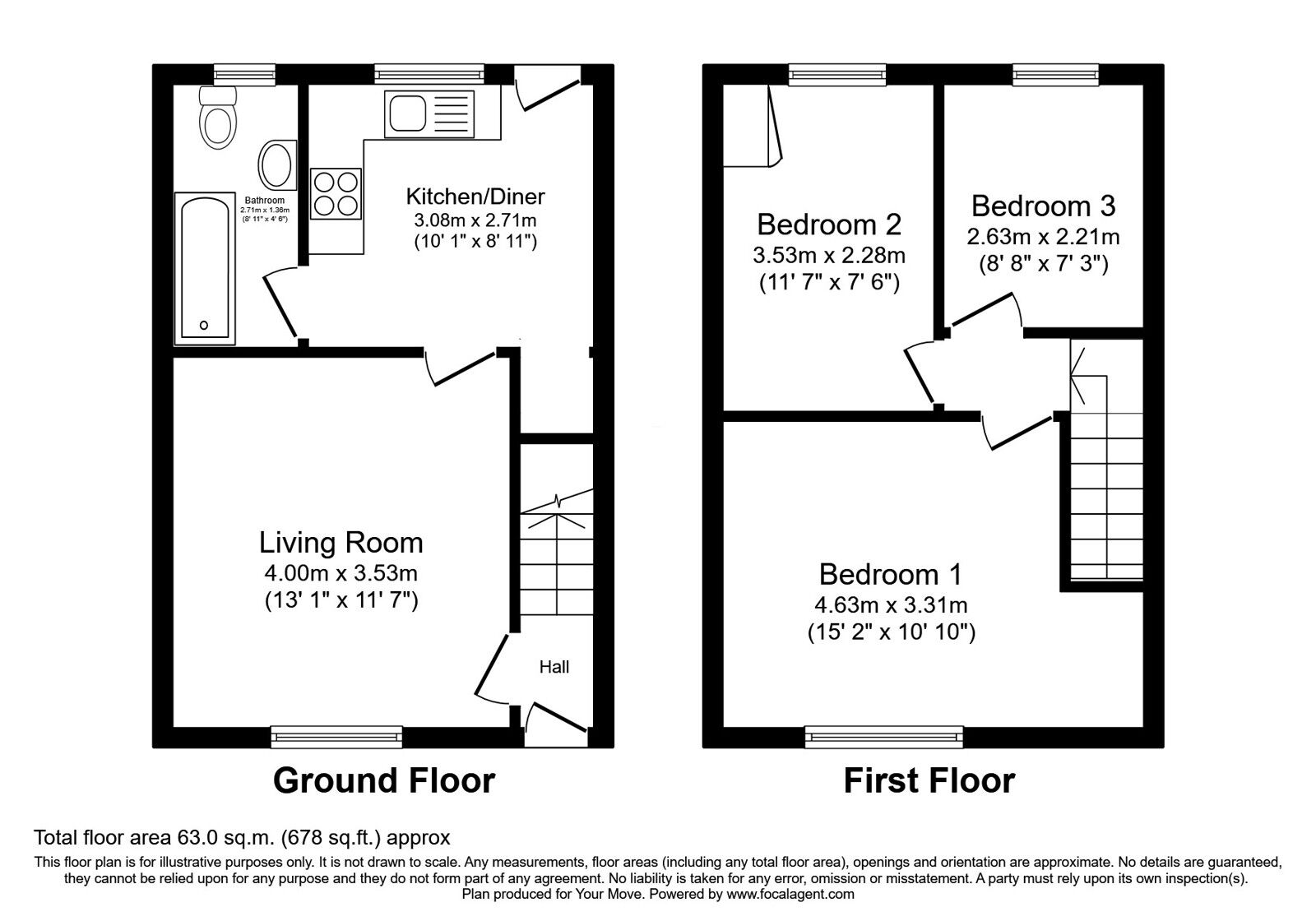 Floorplan of 3 bedroom Mid Terrace House for sale, High Street, Skelmersdale, Lancashire, WN8