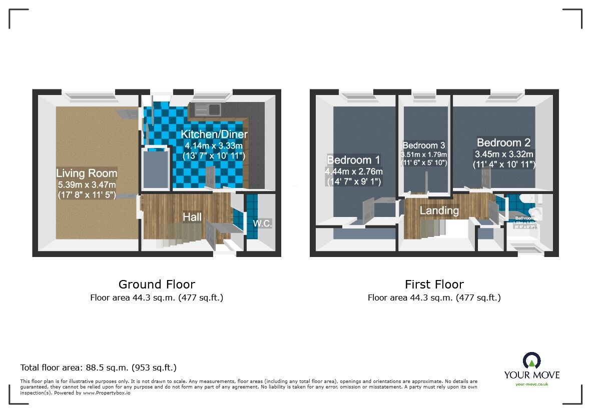 Floorplan of 3 bedroom Mid Terrace House for sale, Hallcroft, Skelmersdale, Lancashire, WN8