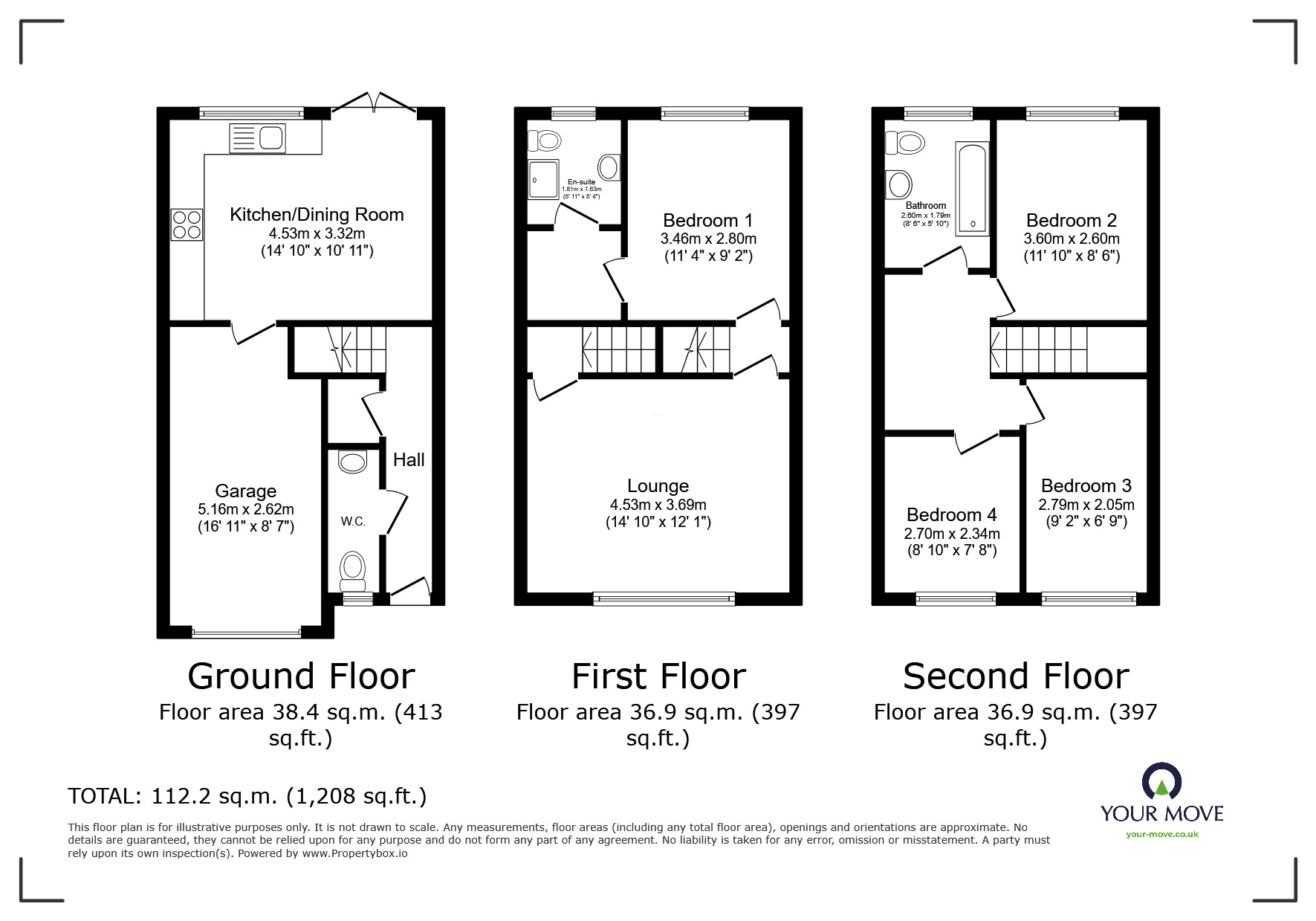 Floorplan of 4 bedroom Mid Terrace House to rent, Berry Close, Skelmersdale, Lancashire, WN8