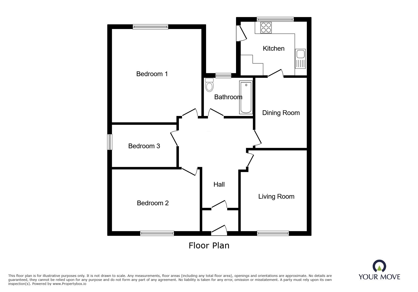Floorplan of 3 bedroom Semi Detached Bungalow for sale, Moor Drive, Birleywood, Lancashire, WN8