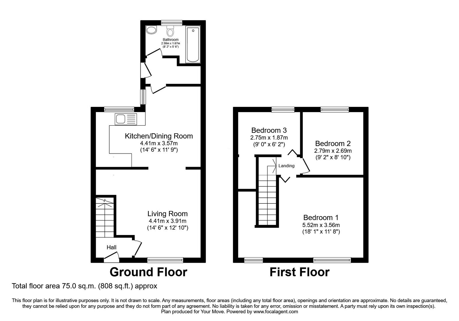 Floorplan of 3 bedroom Mid Terrace House for sale, Beavers Lane, Birleywood, Lancashire, WN8