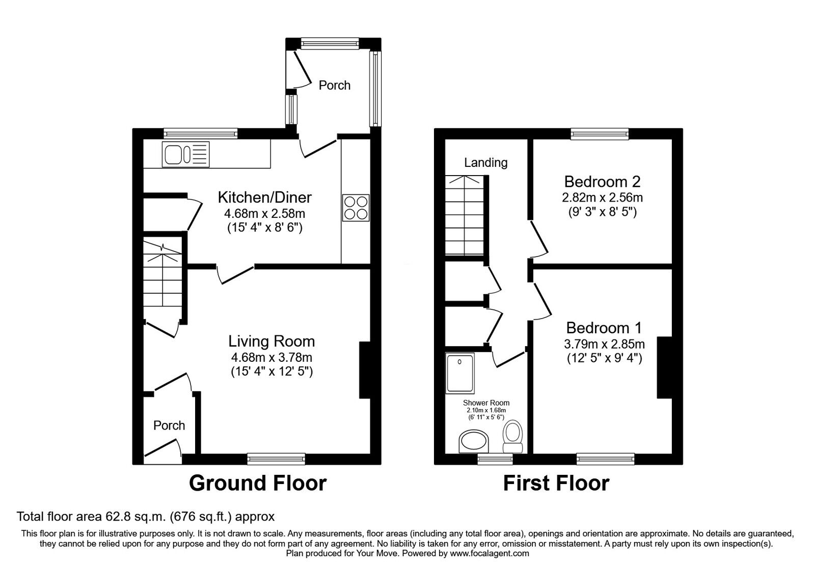 Floorplan of 2 bedroom Mid Terrace House for sale, Tower Hill Road, Upholland, Lancashire, WN8