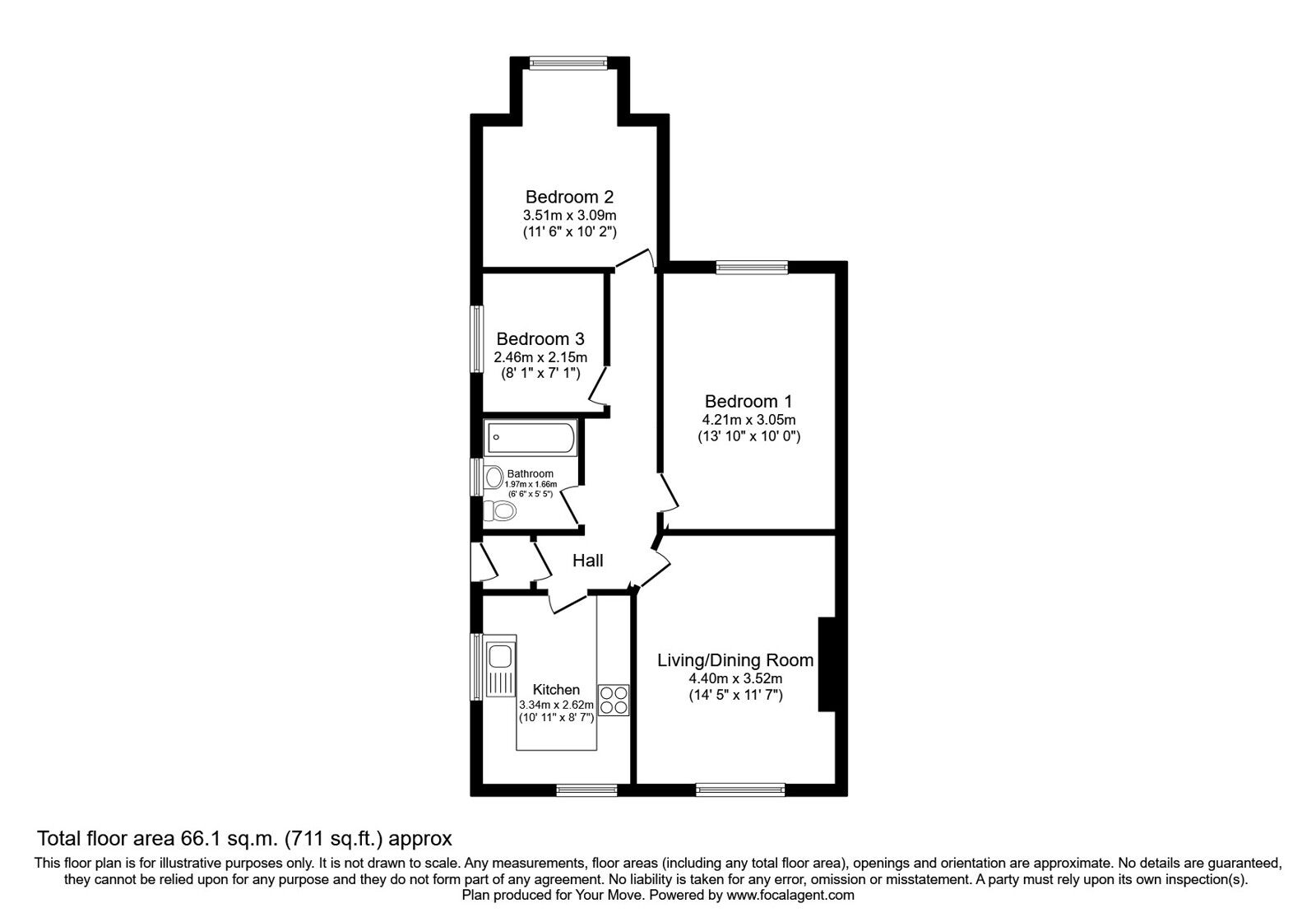 Floorplan of 3 bedroom Semi Detached Bungalow for sale, Martins Lane, Blakehall, Skelmersdale, WN8