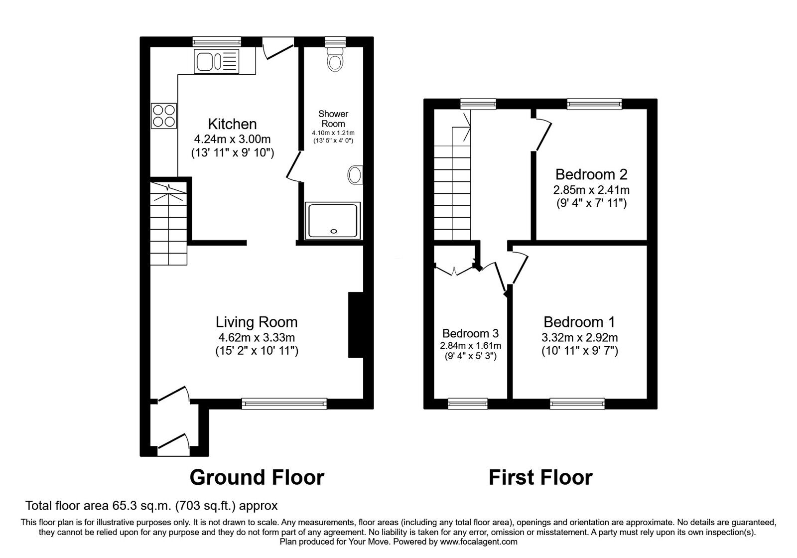 Floorplan of 3 bedroom Mid Terrace House for sale, Daniels Lane, Skelmersdale, Lancashire, WN8