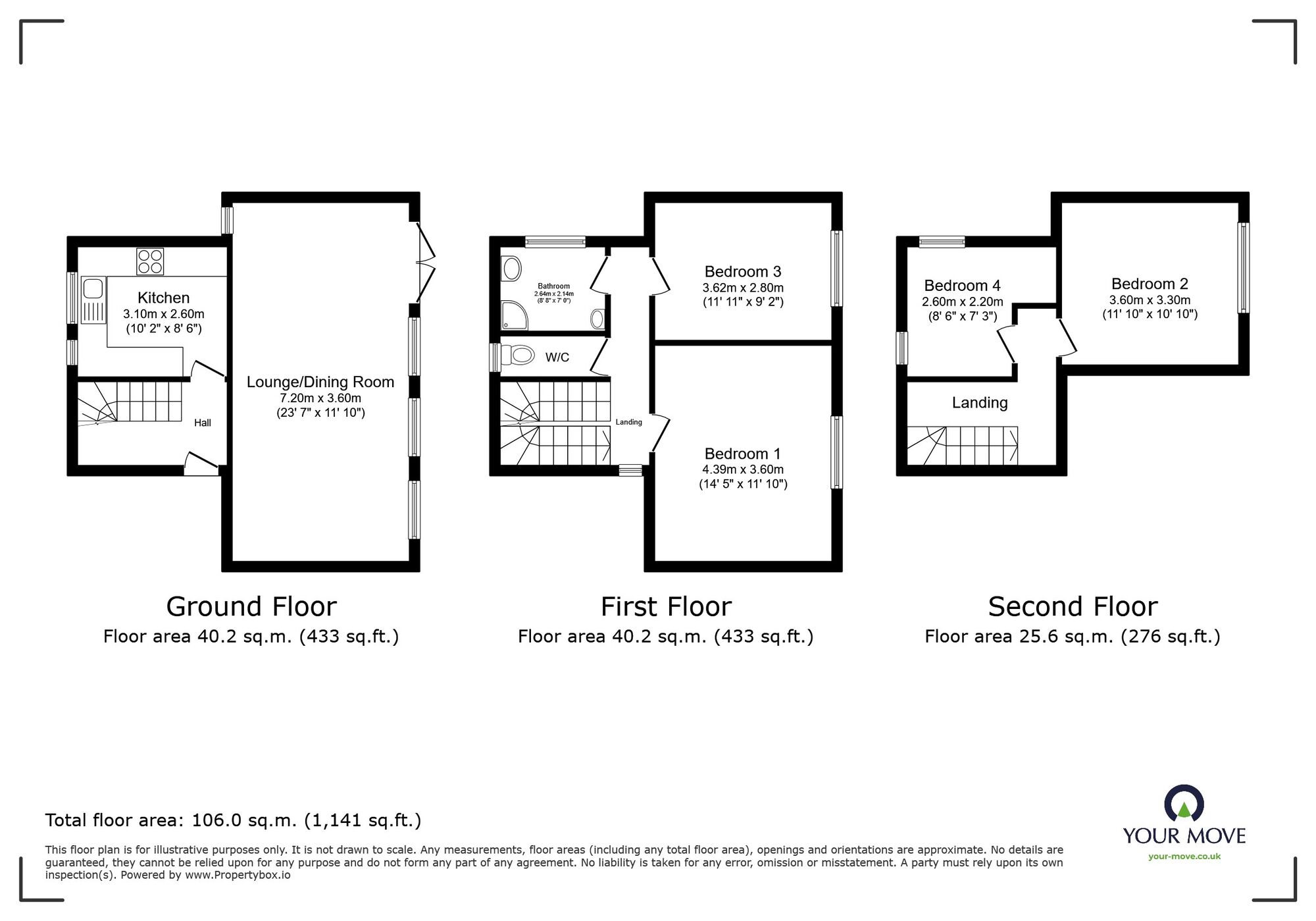 Floorplan of 4 bedroom Mid Terrace House to rent, Abbeywood, Skelmersdale, Lancashire, WN8