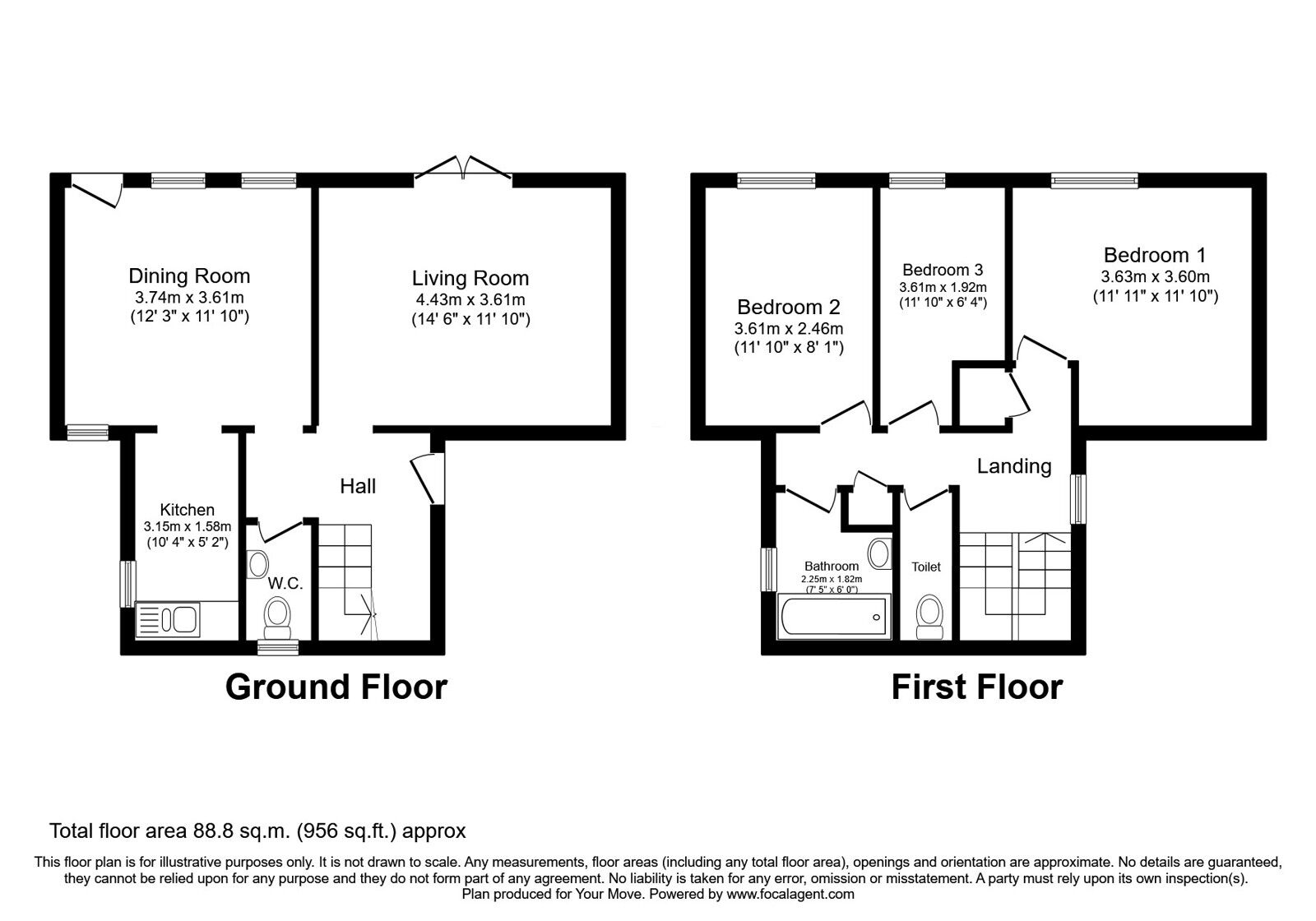 Floorplan of 3 bedroom Mid Terrace House for sale, Alderley, Skelmersdale, Lancashire, WN8