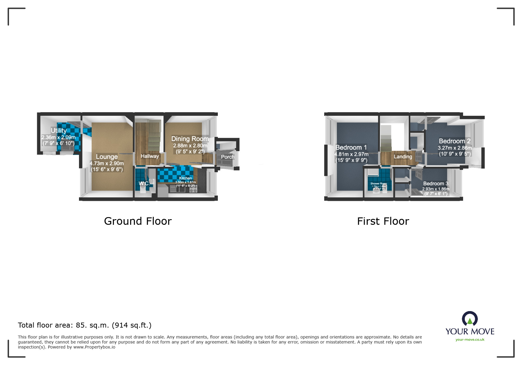 Floorplan of 3 bedroom End Terrace House to rent, Blakehall, Skelmersdale, Lancashire, WN8