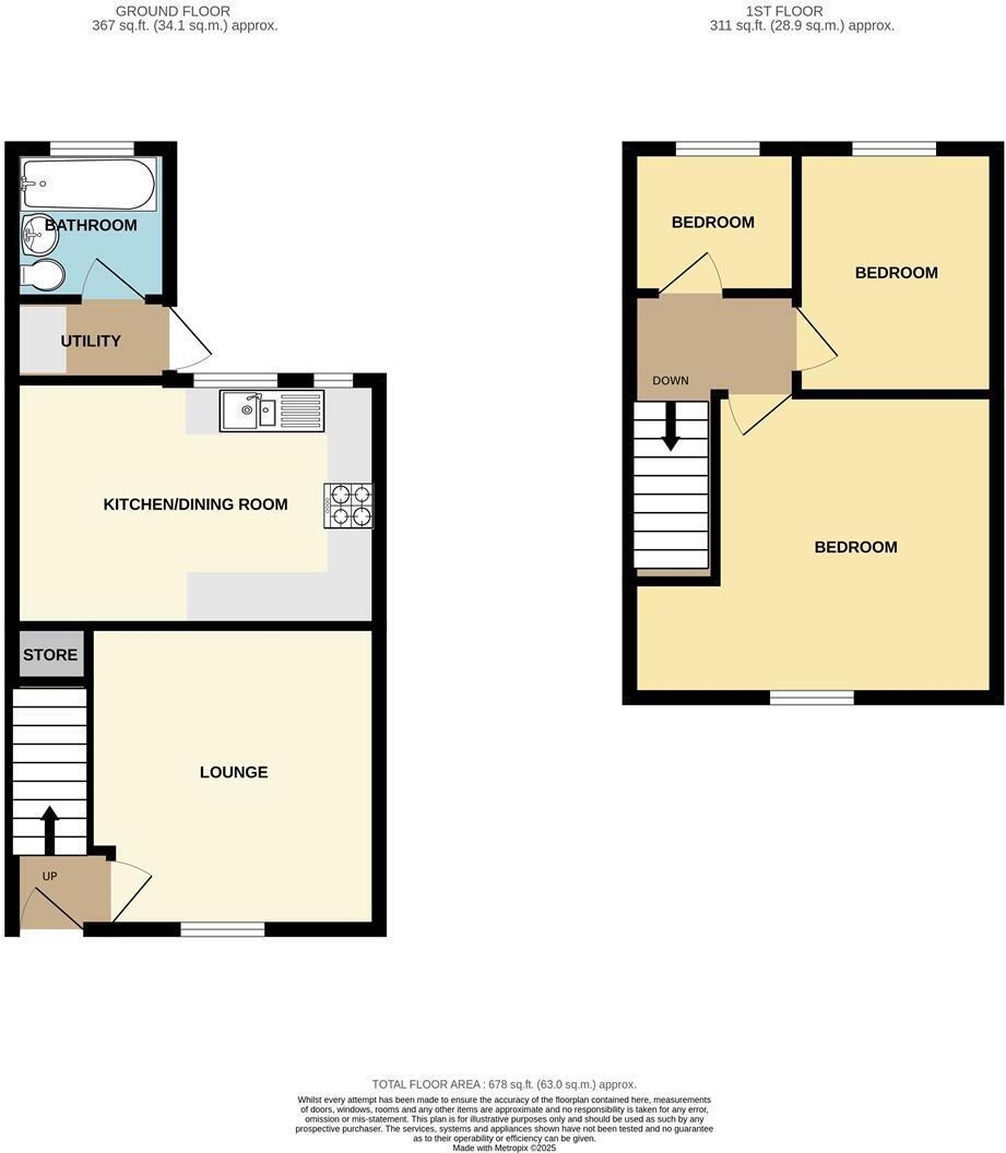 Floorplan of 3 bedroom Mid Terrace House to rent, Ashwall Street, Skelmersdale, Lancashire, WN8