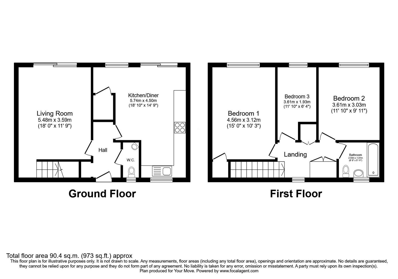 Floorplan of 3 bedroom End Terrace House for sale, Eskbrook, Lancashire, WN8