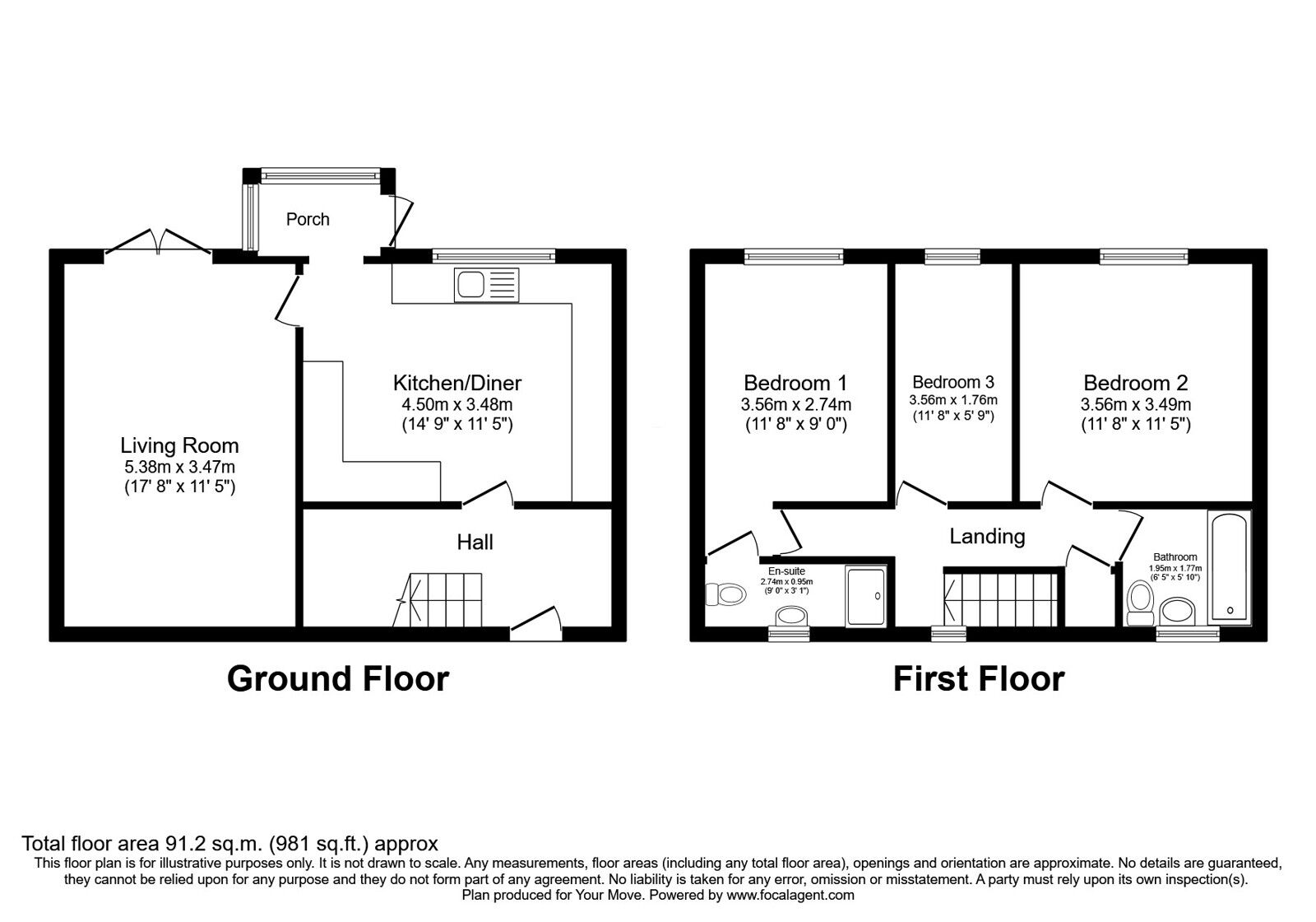 Floorplan of 3 bedroom Mid Terrace House for sale, Elswick, Skelmersdale, Lancashire, WN8