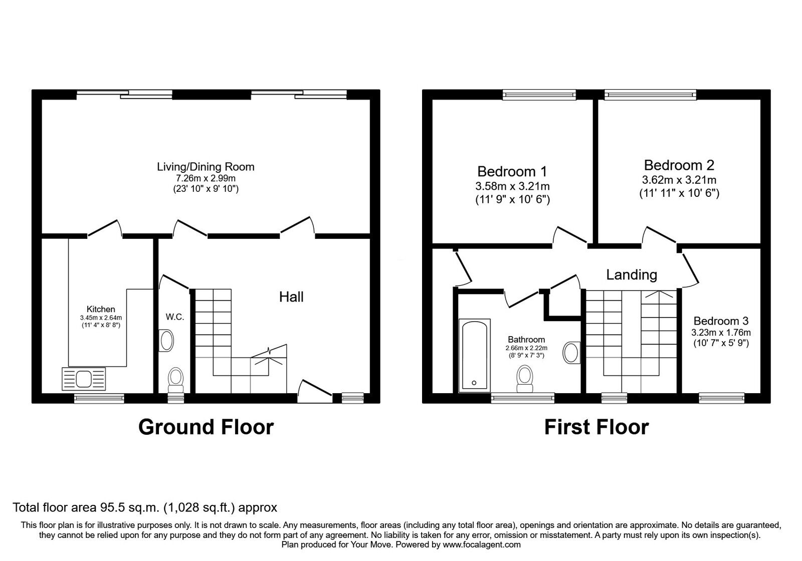 Floorplan of 3 bedroom Mid Terrace House for sale, Waldron, Skelmersdale, Lancashire, WN8